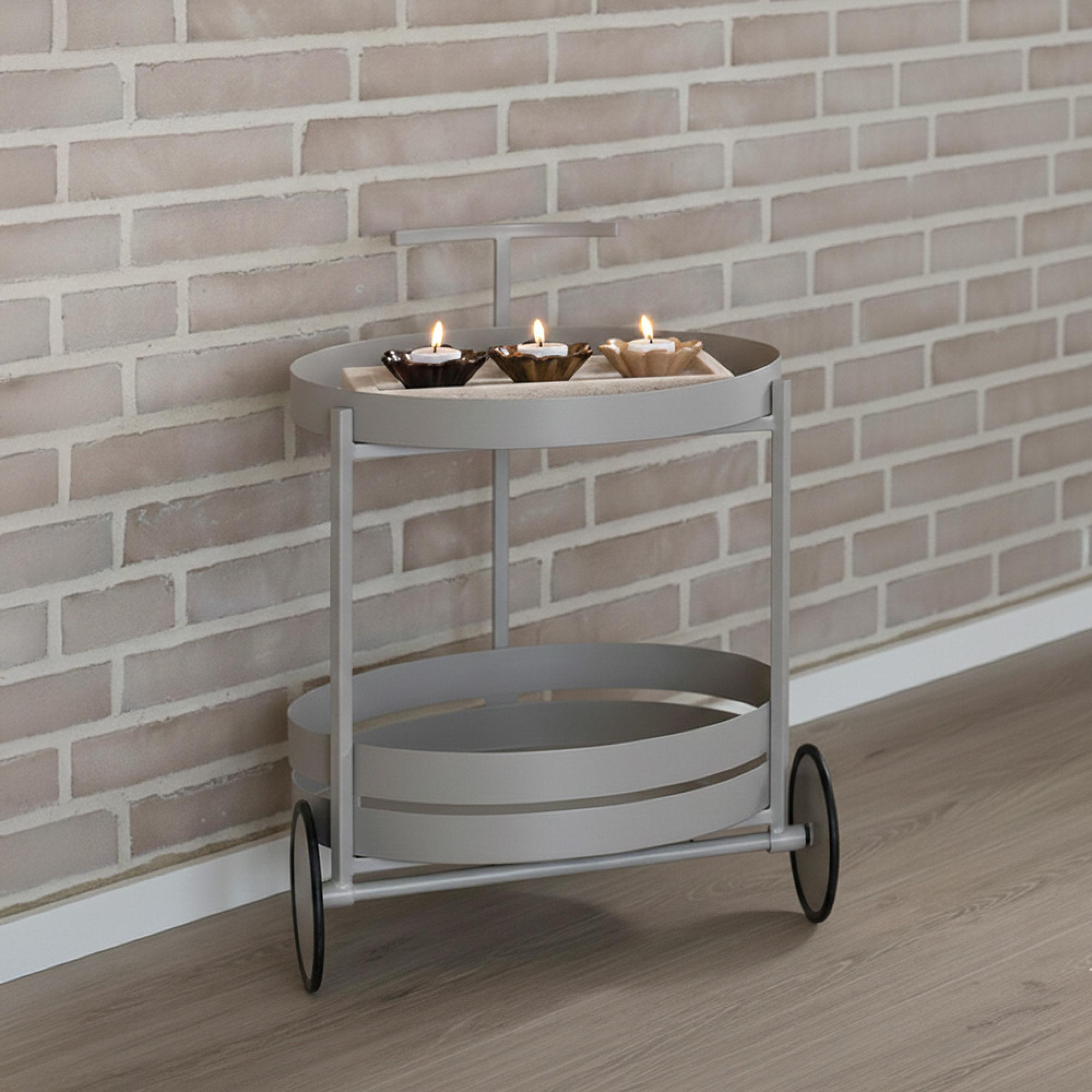 Beja Bar Trolley - Round - Grey - Metal