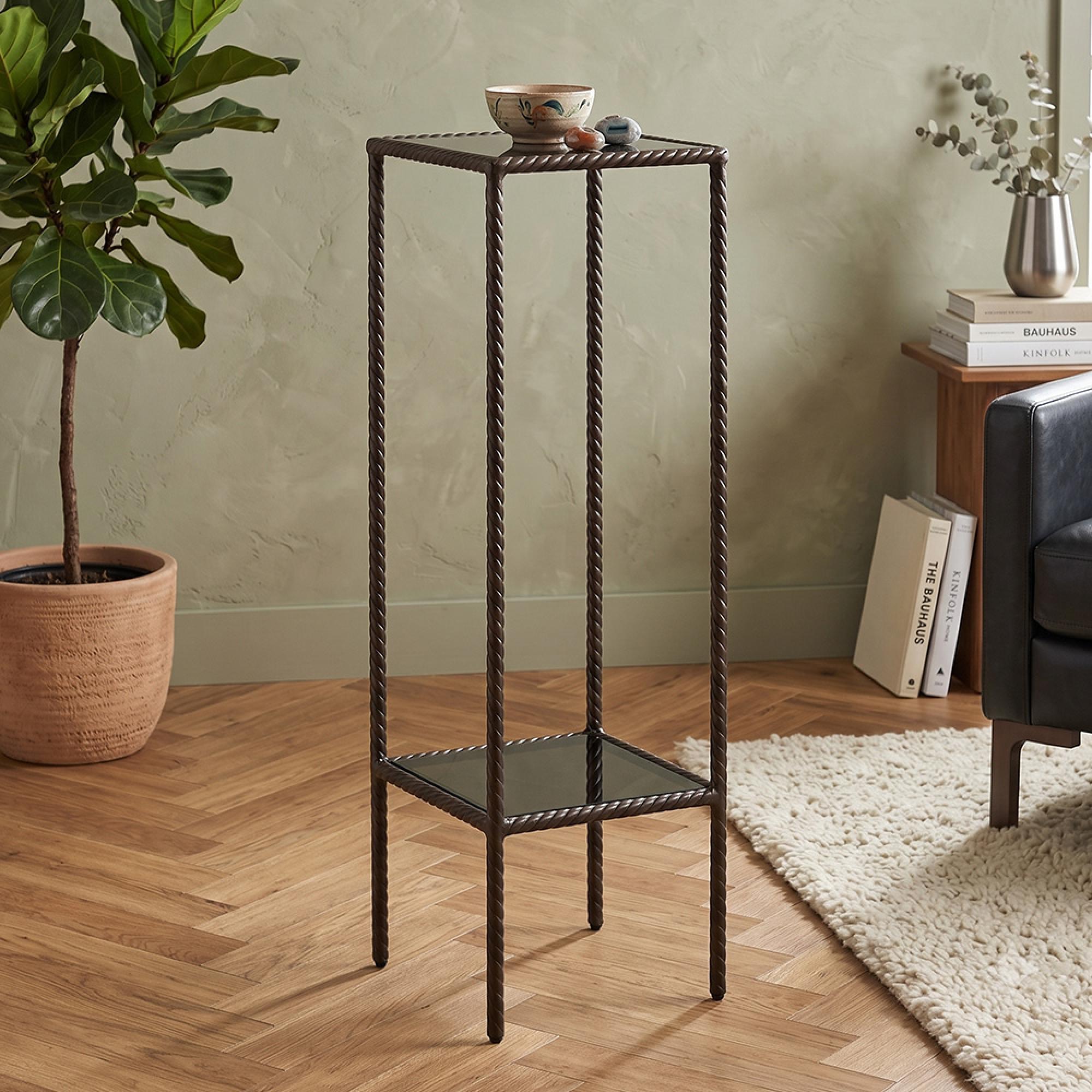 Weston Column - Square - Gold - Glass and Metal