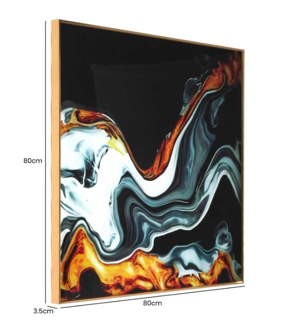 Wall Art - Abstract Design - Black, Blue, and Yellow - 80cm