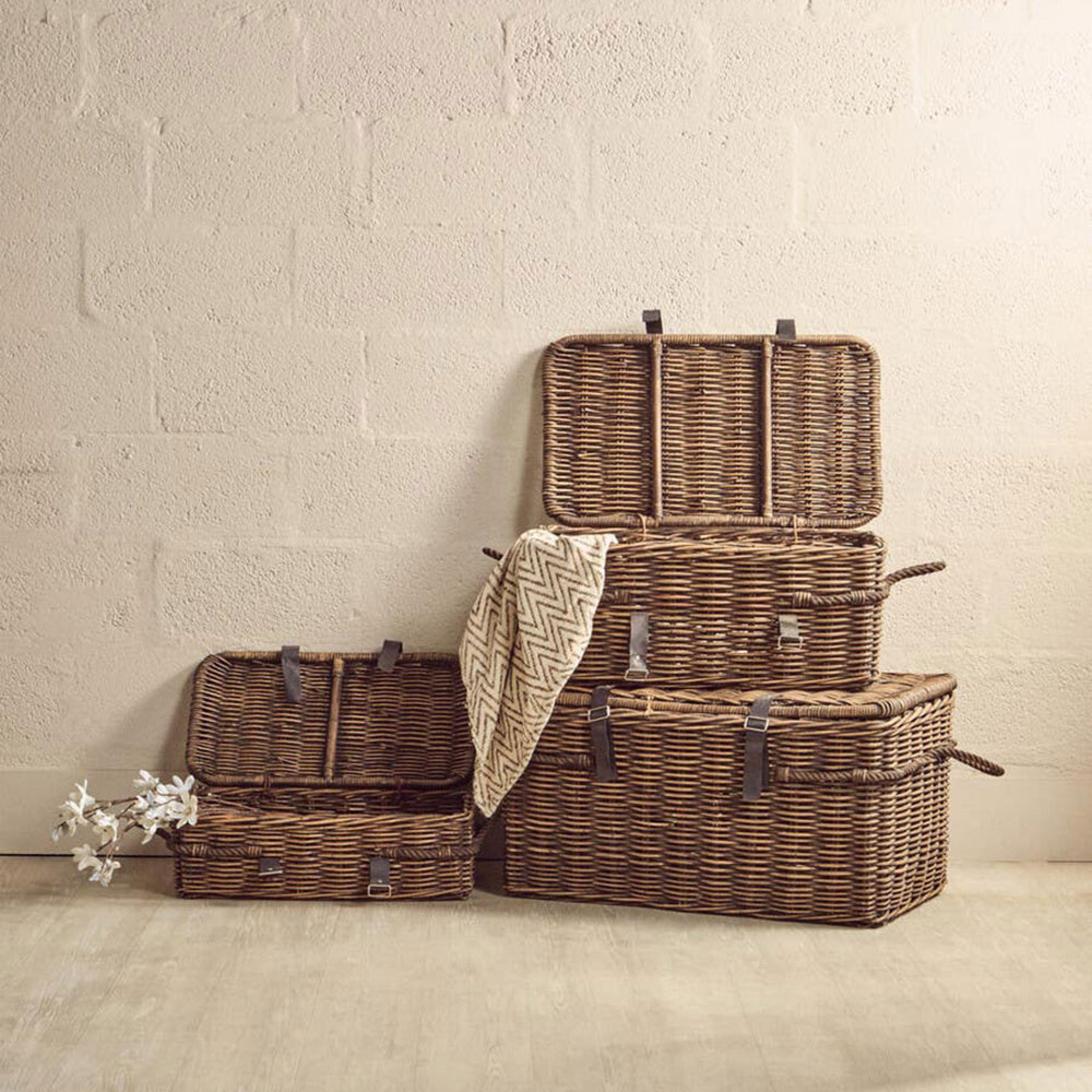 Argento Storage Basket - Set of 3 - Brown Rattan