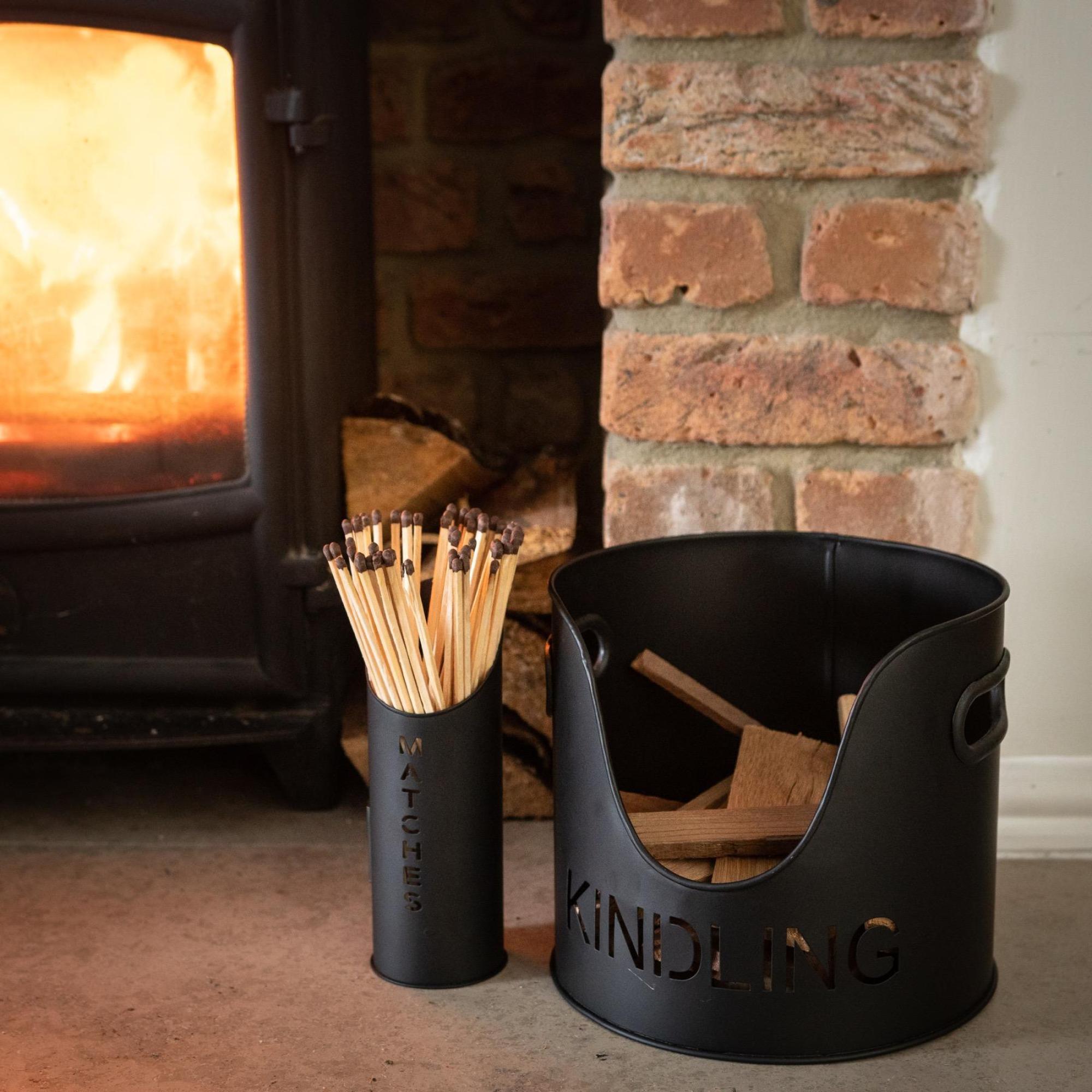 Logs & Kindling Buckets - Matchstick Holder - Black