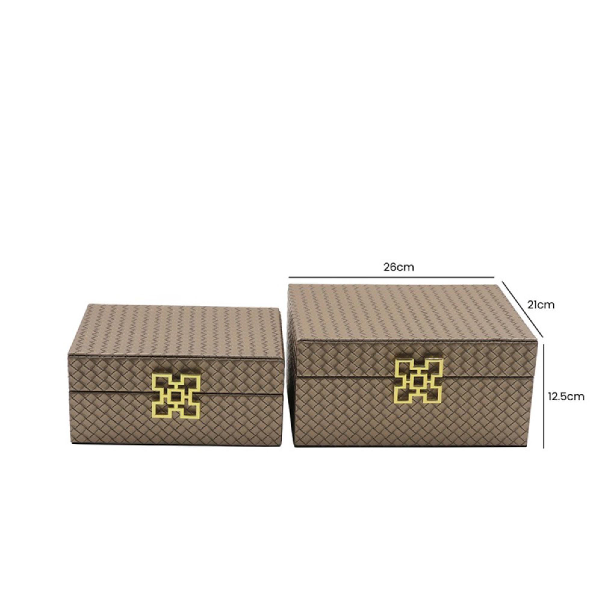 Jewellery Box - Bronze Faux Leather - Set of 2
