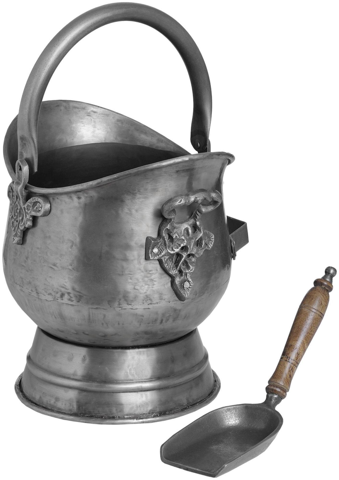 Coal Bucket with Shovel - Silver Steel
