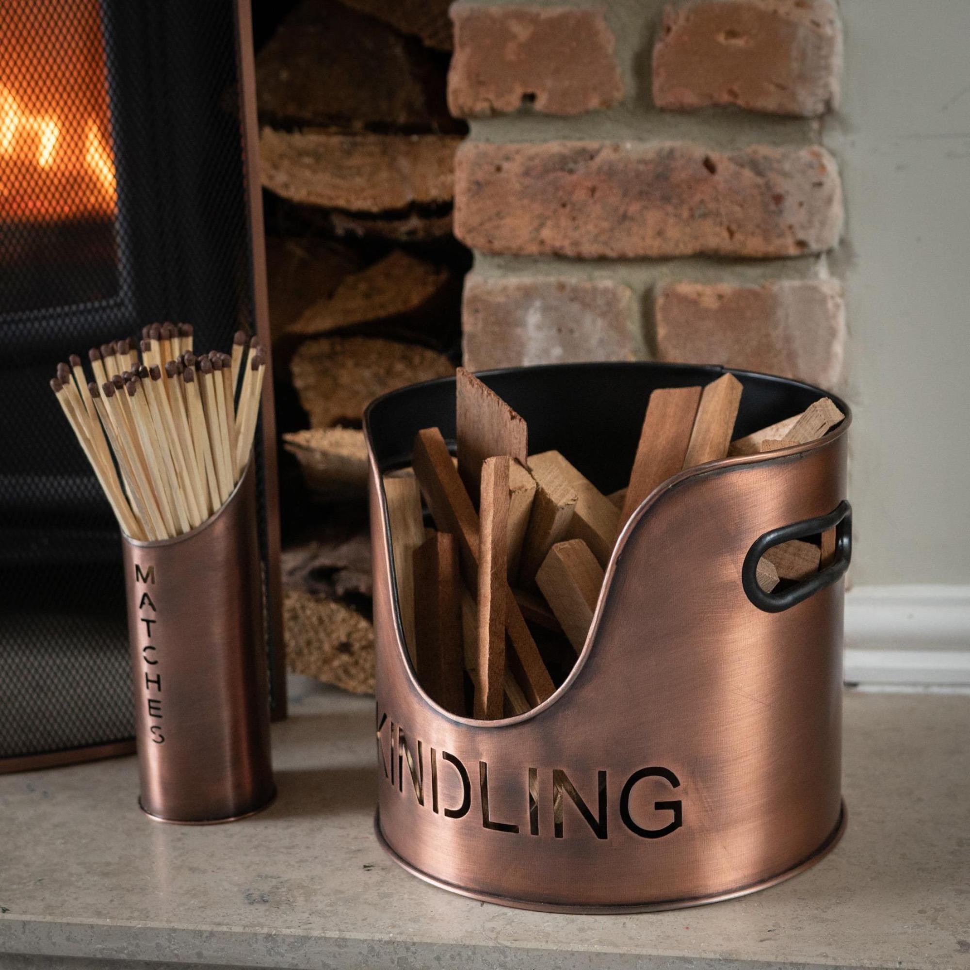 Logs & Kindling Buckets - Matchstick Holder - Copper