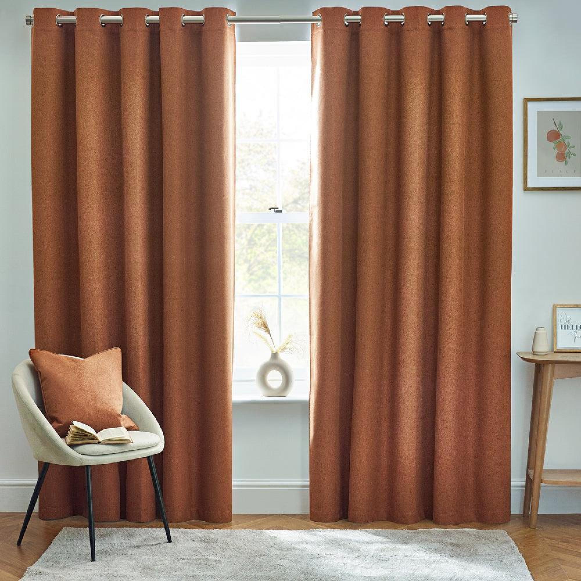 Furn Dawn Brick Blackout Thermal Eyelet Curtains