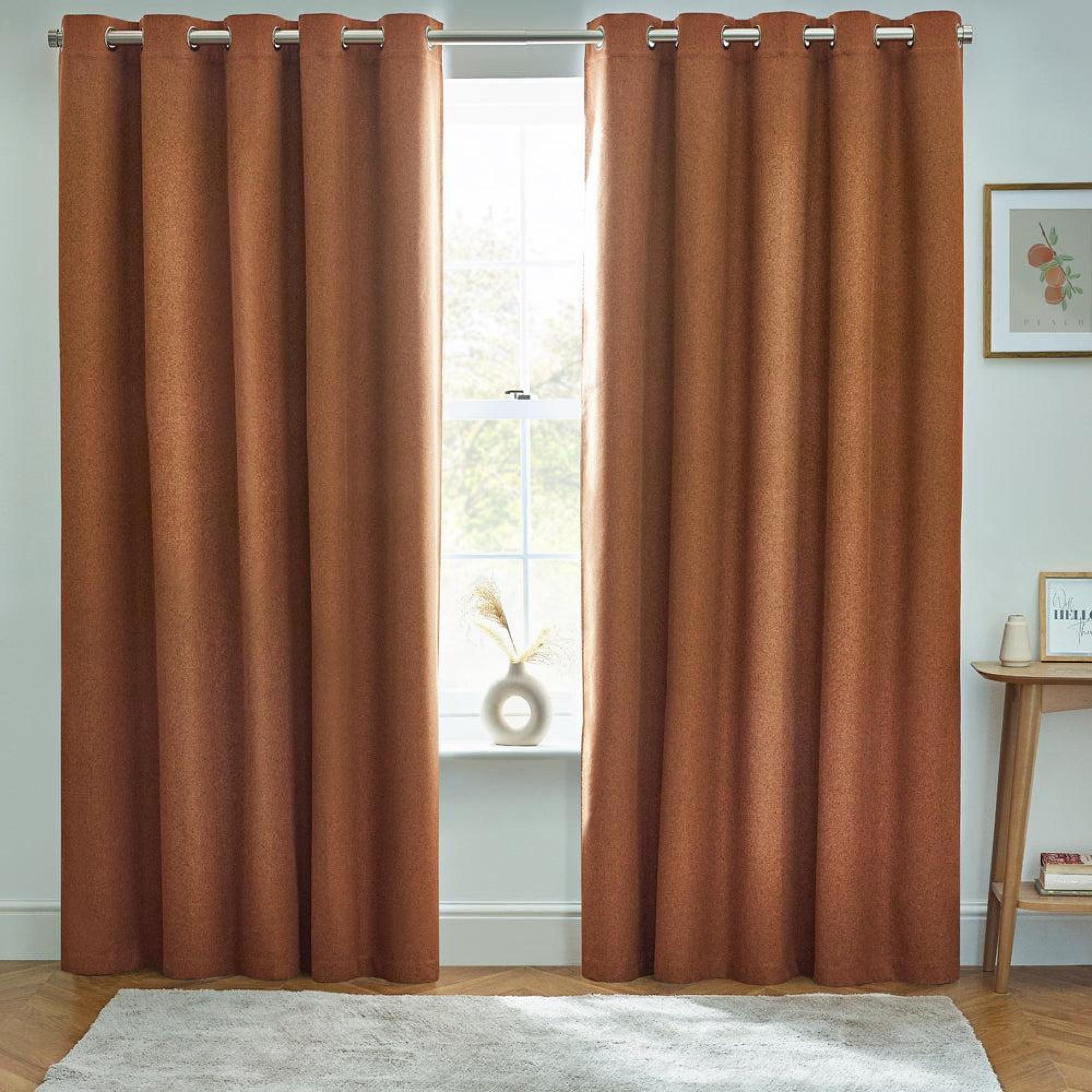 Furn Dawn Brick Blackout Thermal Eyelet Curtains
