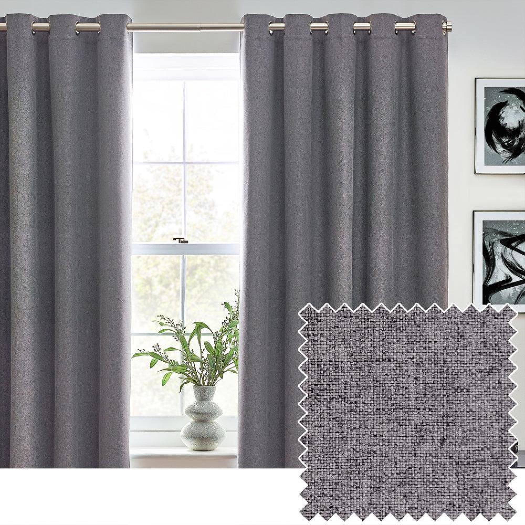 Furn Dawn Charcoal Blackout Thermal Eyelet Curtains