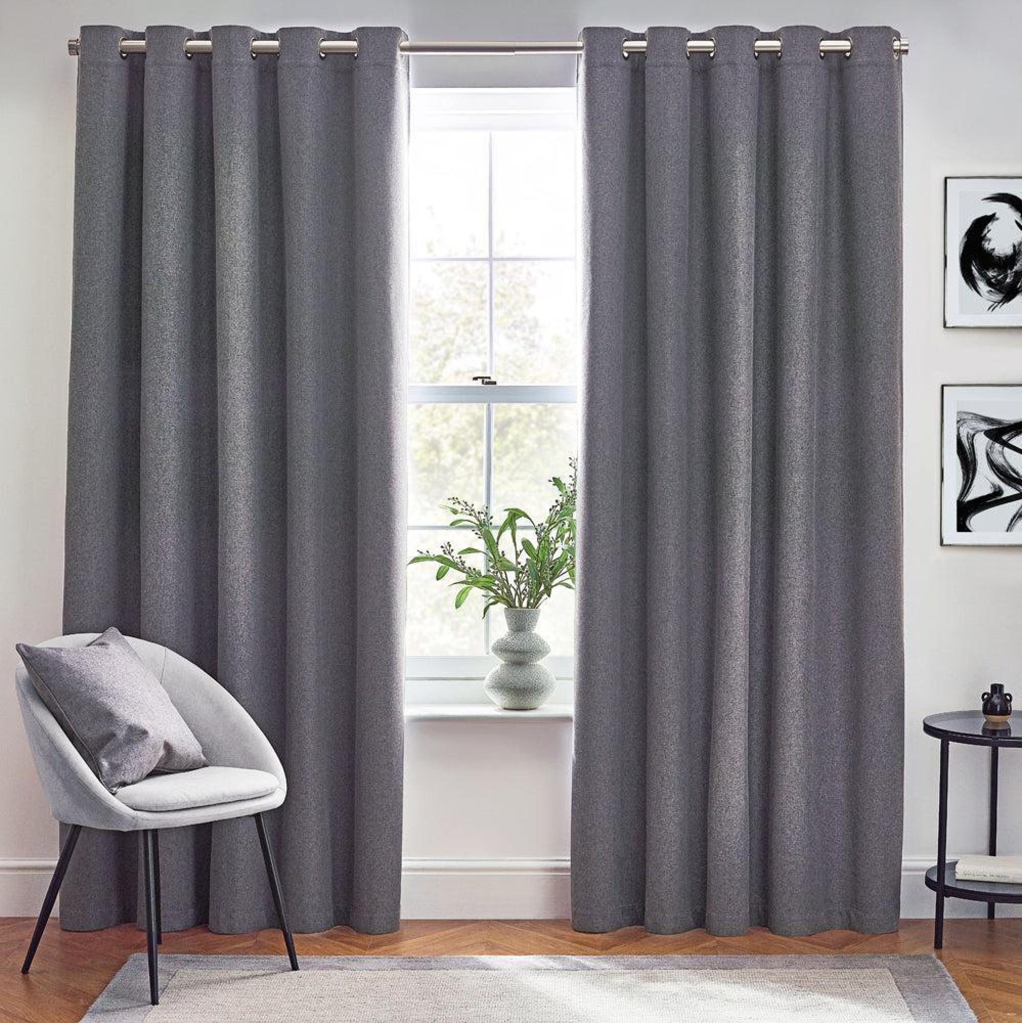 Furn Dawn Charcoal Blackout Thermal Eyelet Curtains