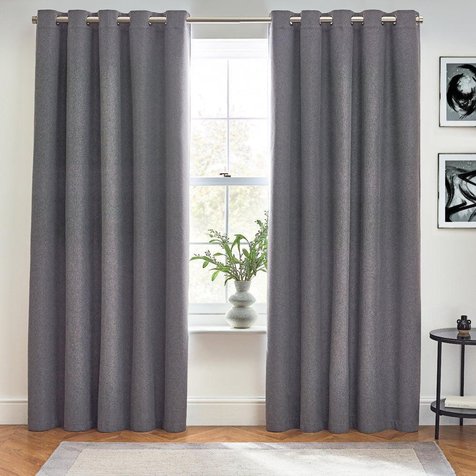 Furn Dawn Charcoal Blackout Thermal Eyelet Curtains