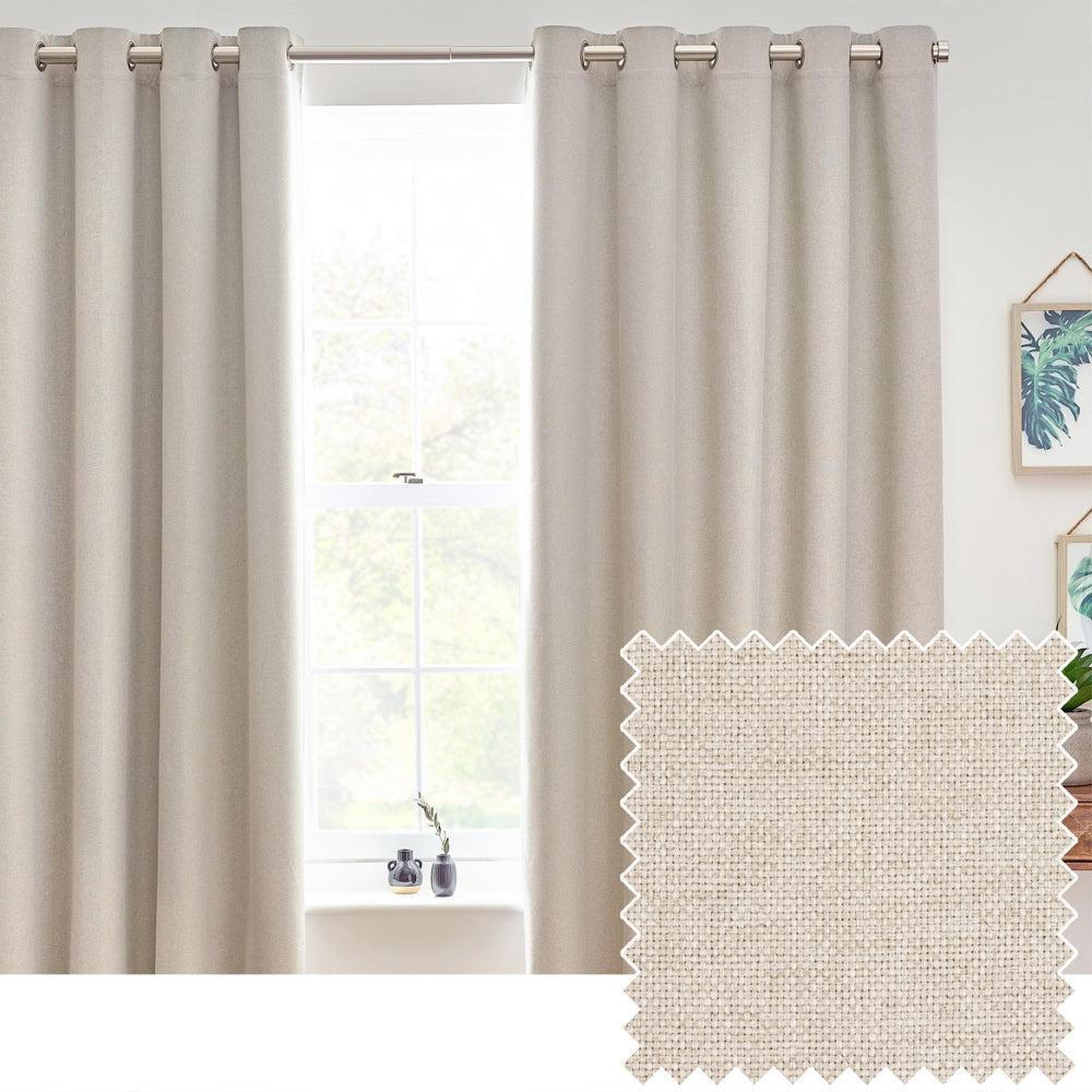 Furn Dawn Linen Blackout Thermal Eyelet Curtains