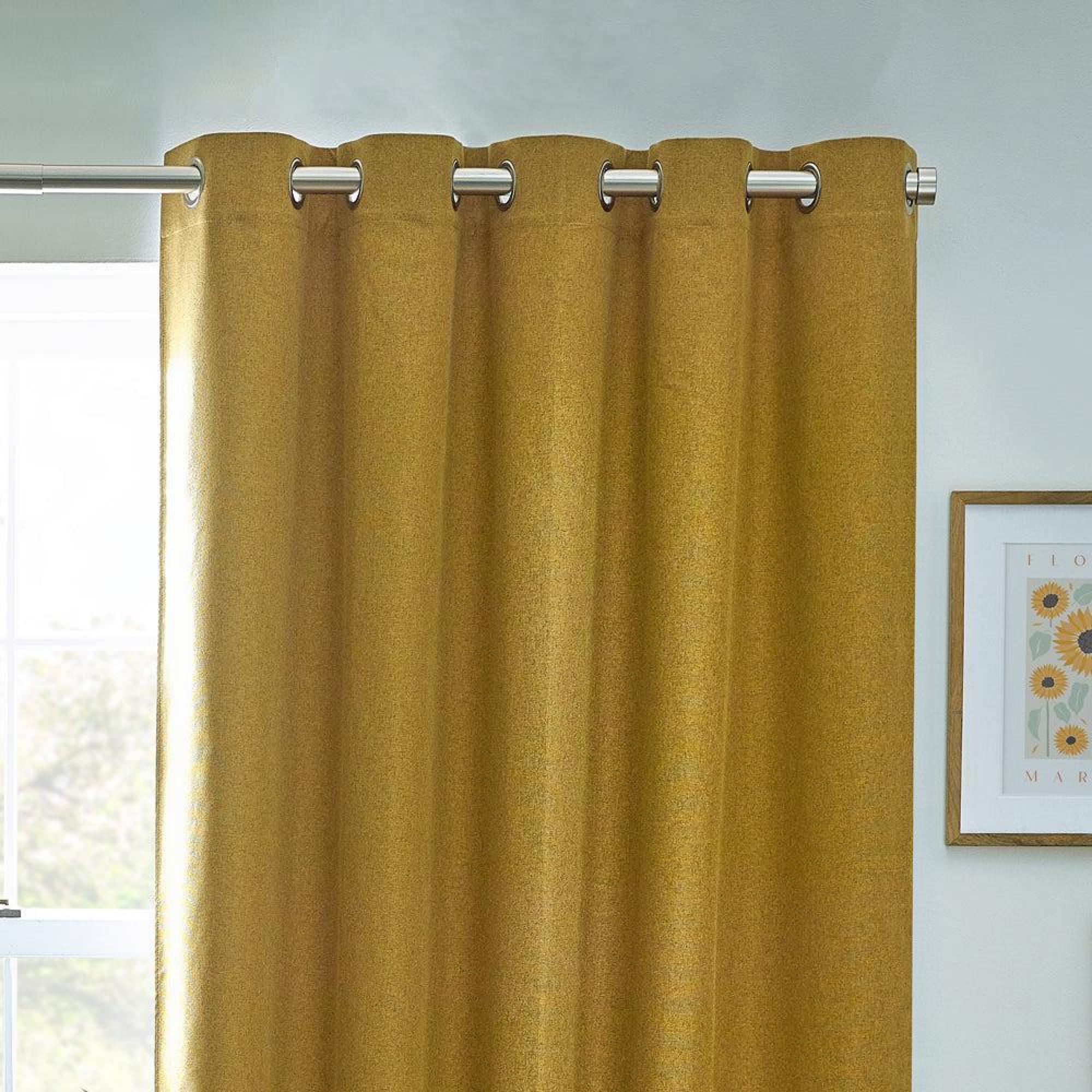 Furn Dawn Mustard Blackout Thermal Eyelet Curtains