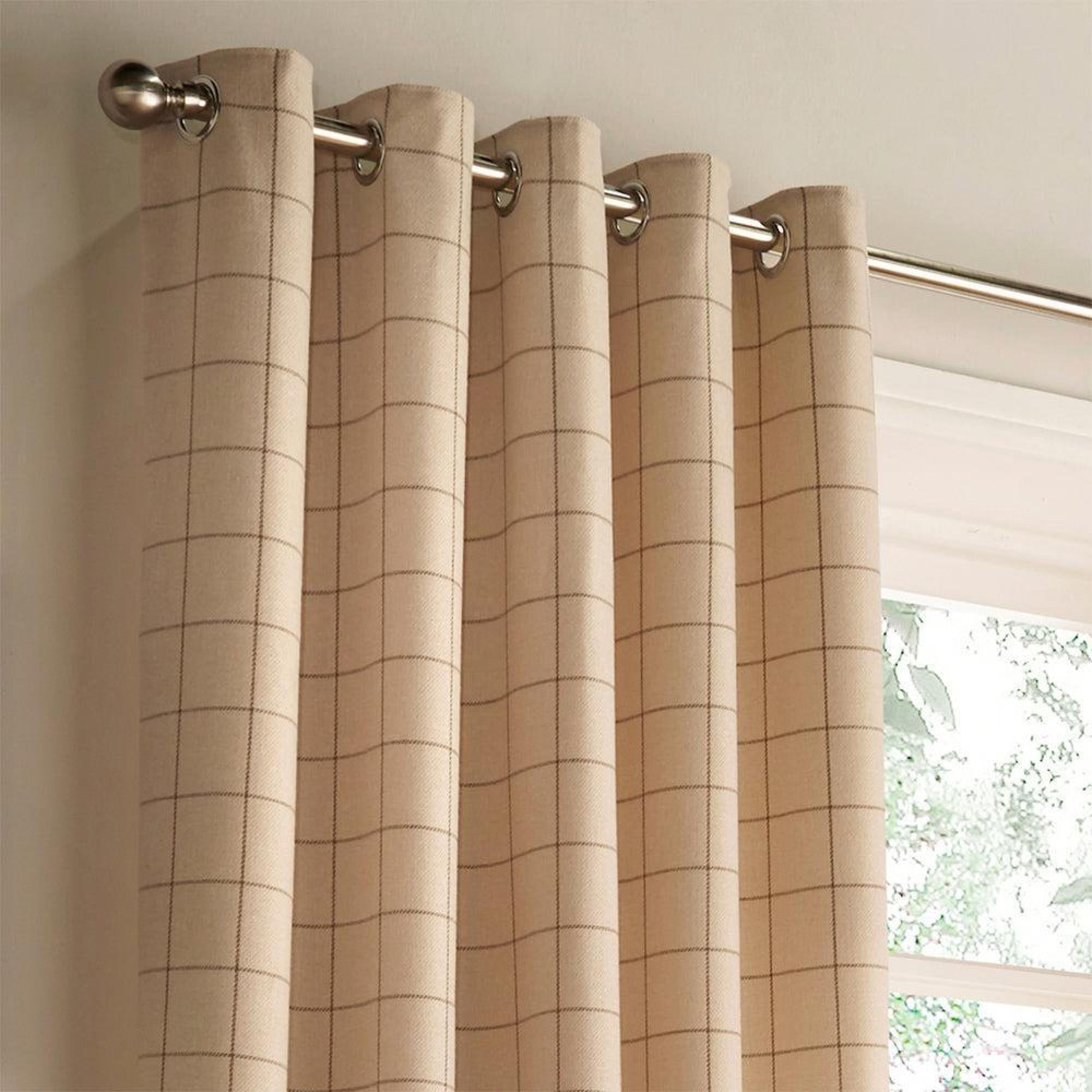 Furn Ellis Natural Windowpane Check Eyelet Curtains