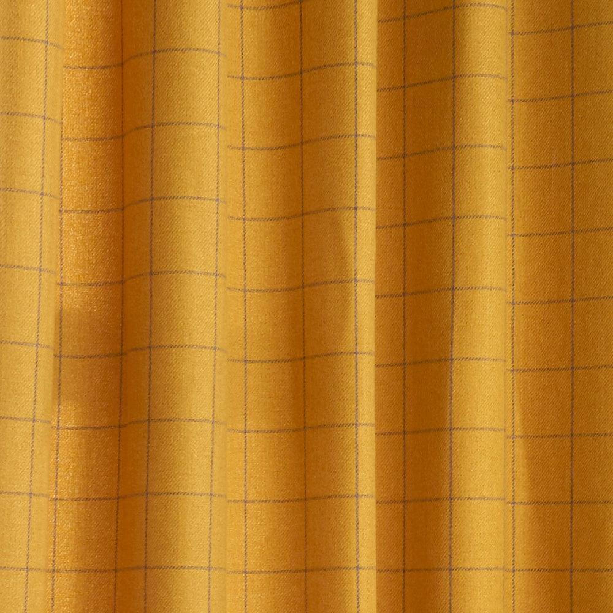 Furn Ellis Ochre Windowpane Check Eyelet Curtains