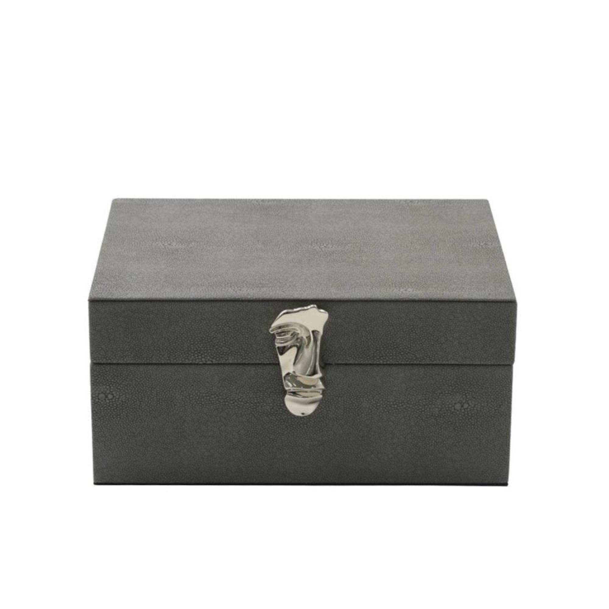 Jewellery Box - Grey Faux Leather - Set of 2
