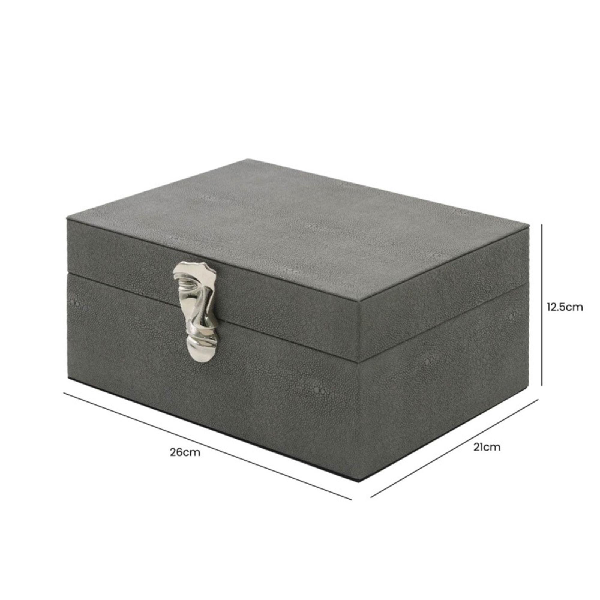 Jewellery Box - Grey Faux Leather - Set of 2
