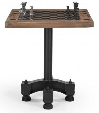 Gulmarg Reclaimed Wood and Metal Chess Set with Table