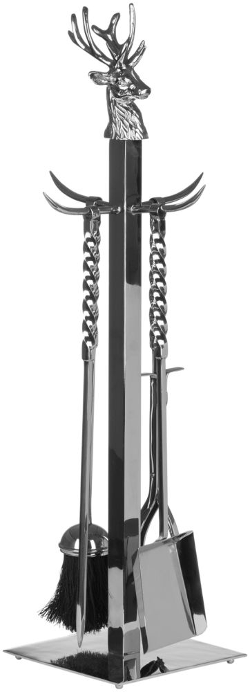 Hand Turned Stag Companion Set In Polished Nickel