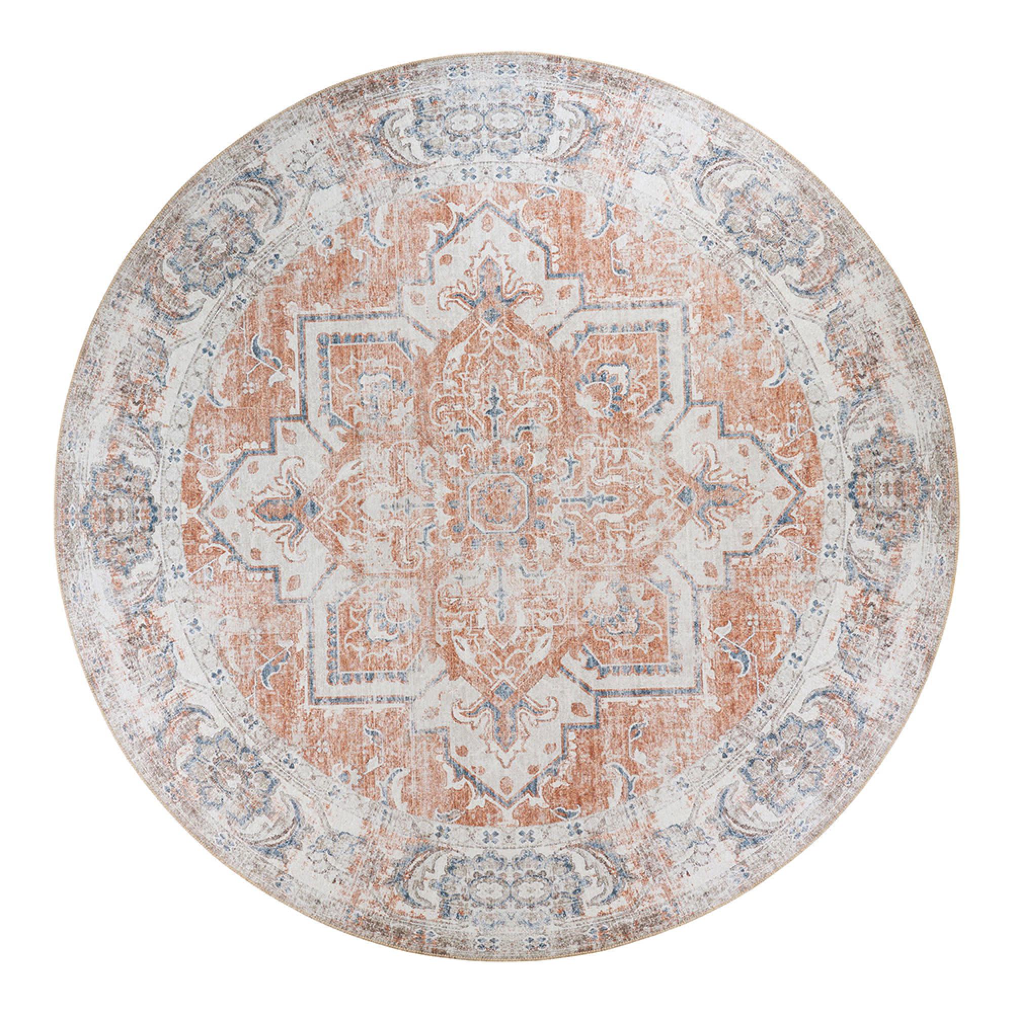 Havana Rug - Orange and Blue - Round - 200cm x 200cm