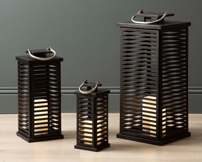 Lanterns - Hollow Black Metal - Set of 2 - 3 Lanterns