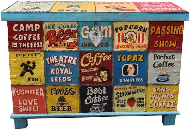 Kufri Hand Painted Vintage Ad Narrow Trunk