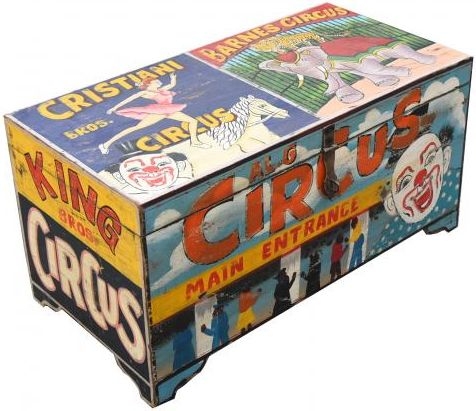 Kufri Hand Painted Vintage Circus Storage Trunk