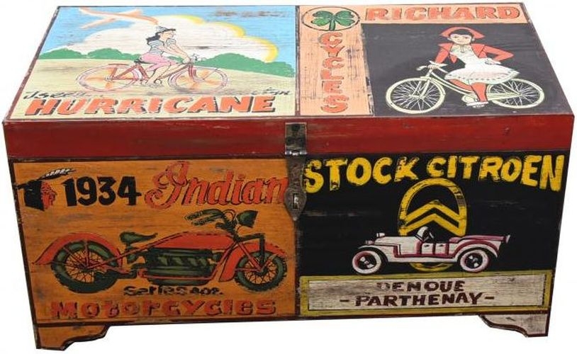 Kufri Hand Painted Vintage Transport Storage Trunk