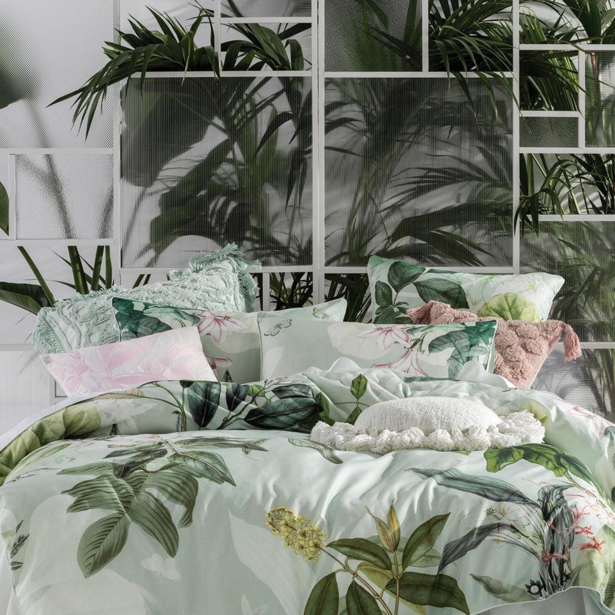 Linen House Glasshouse Mint Botanical Pillowcase