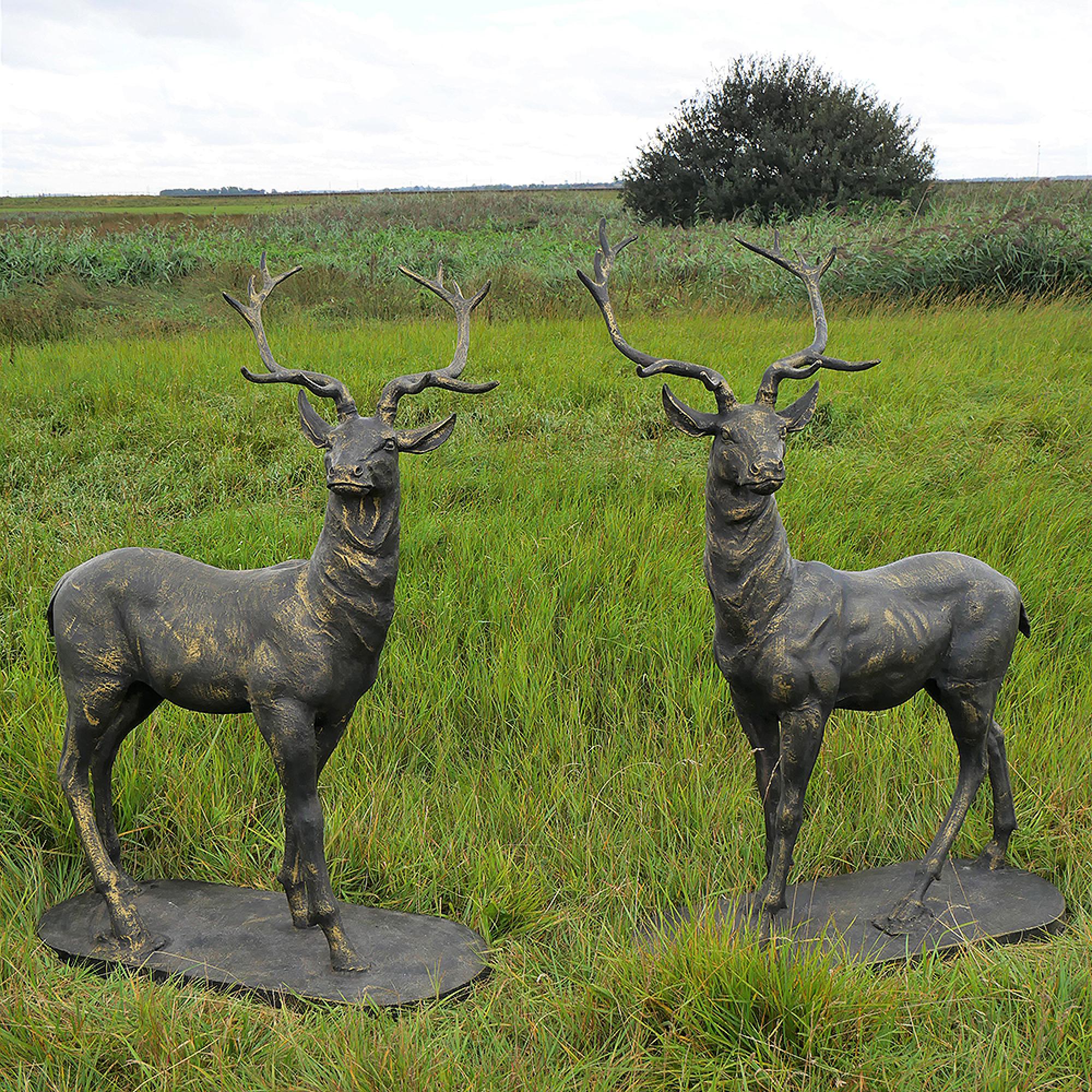 Standing Stags - Metal - Set of 2