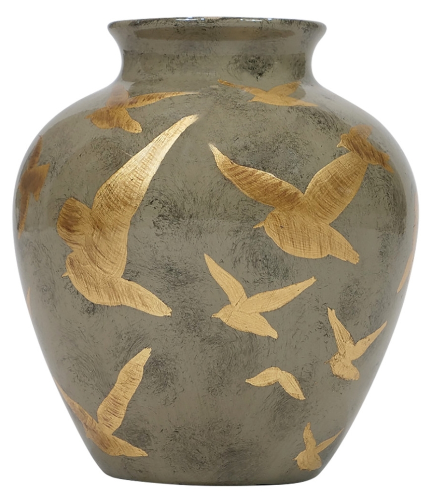 Ashford Jar - Charcoal Grey and Gold - 10 Inch - Set of 2