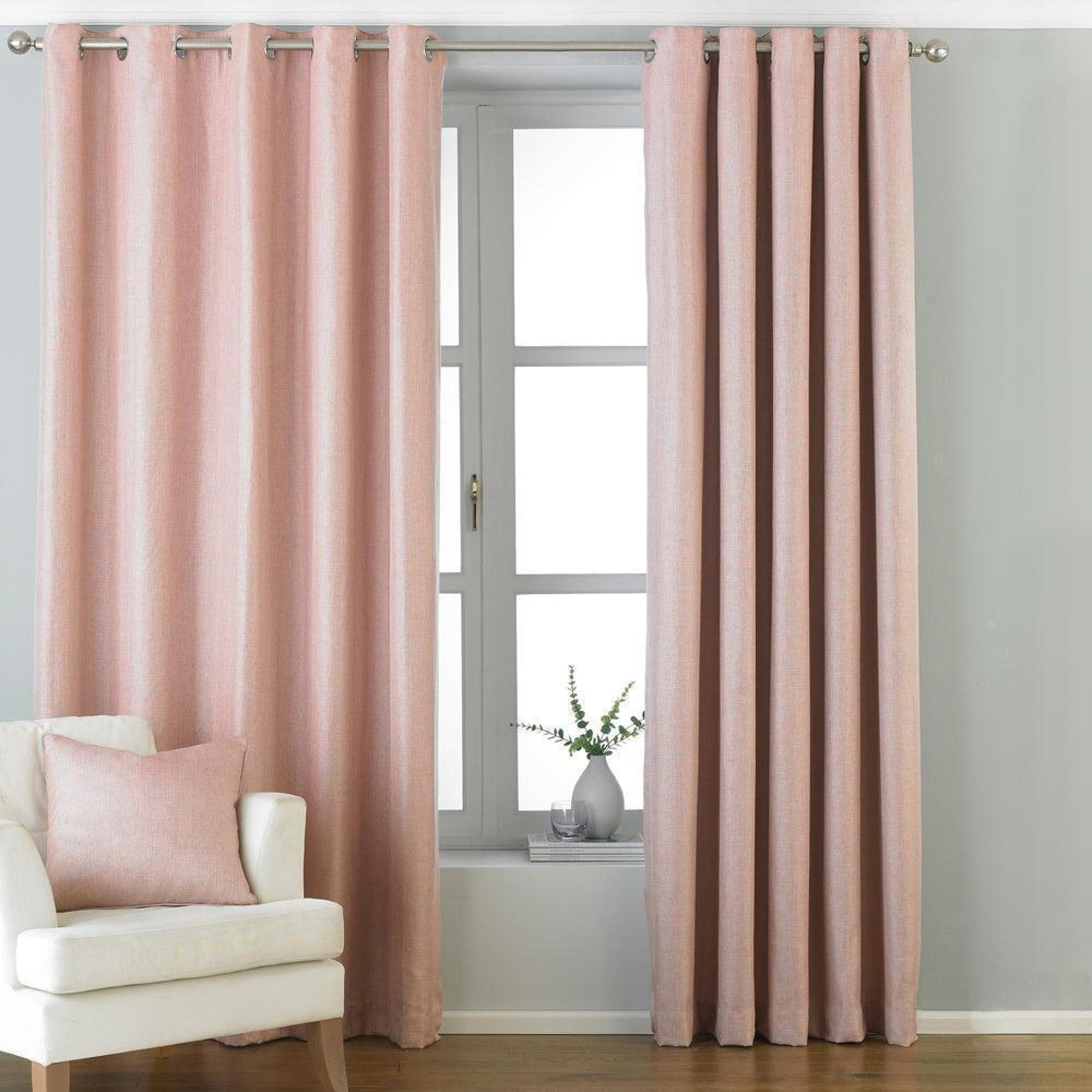 Paoletti Atlantic Blush Twill Woven Eyelet Curtains