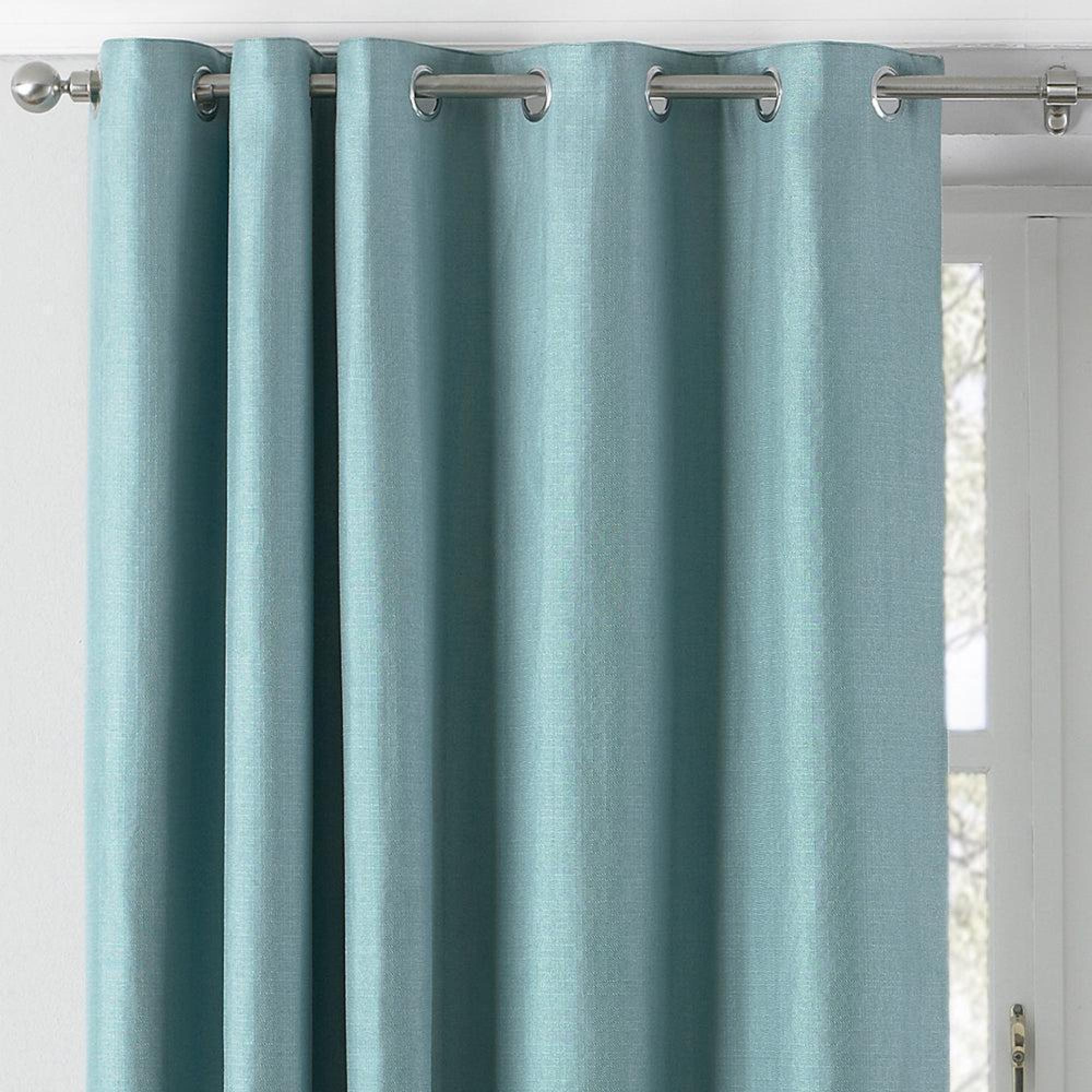 Paoletti Atlantic Duck Egg Twill Woven Eyelet Curtains