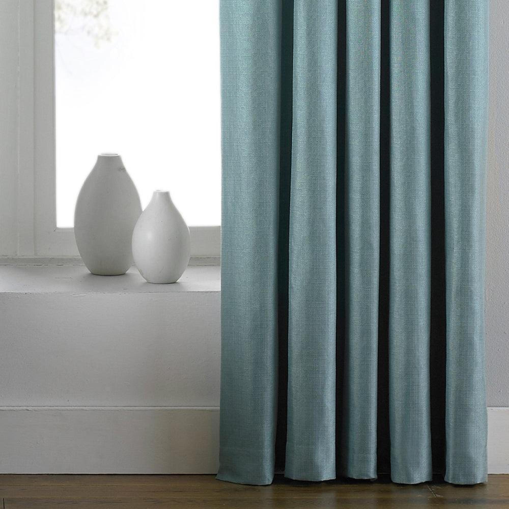Paoletti Atlantic Duck Egg Twill Woven Eyelet Curtains