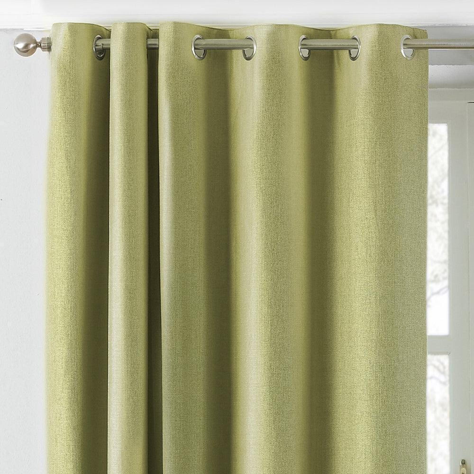 Paoletti Atlantic Green Twill Woven Eyelet Curtains