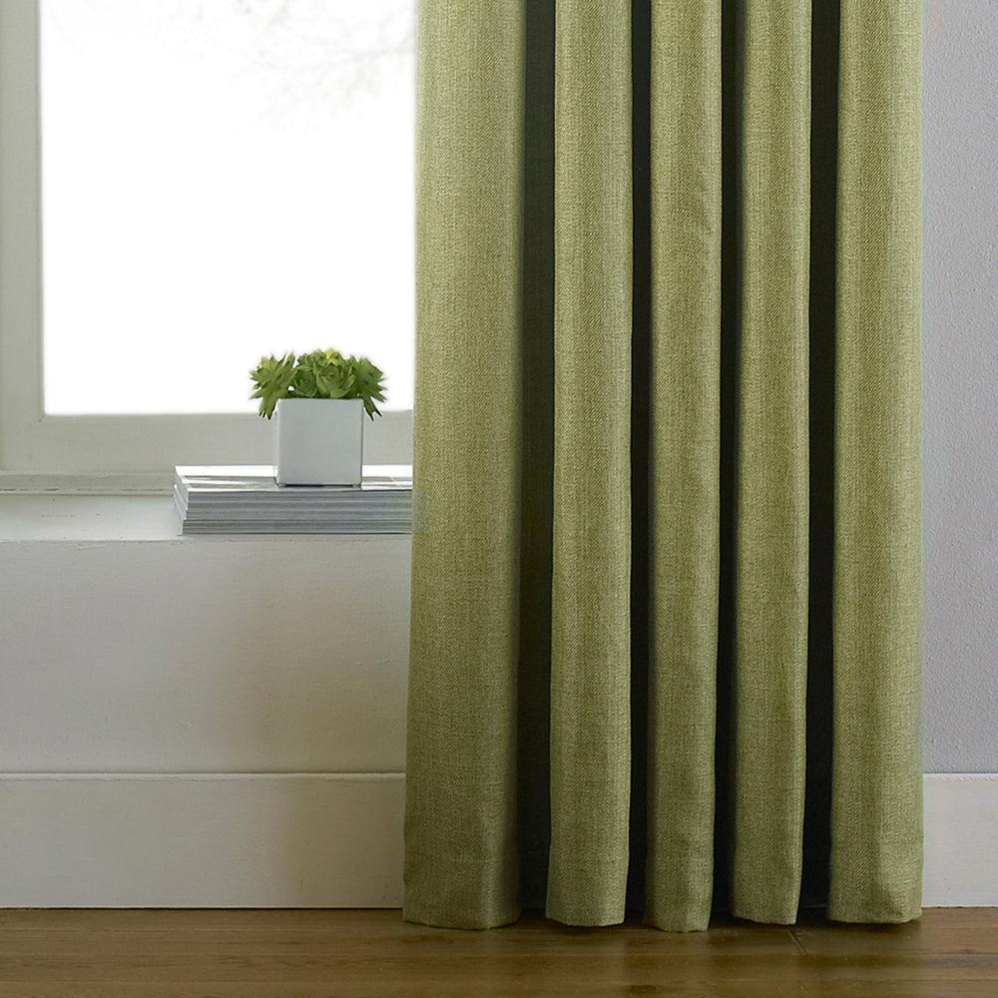 Paoletti Atlantic Green Twill Woven Eyelet Curtains