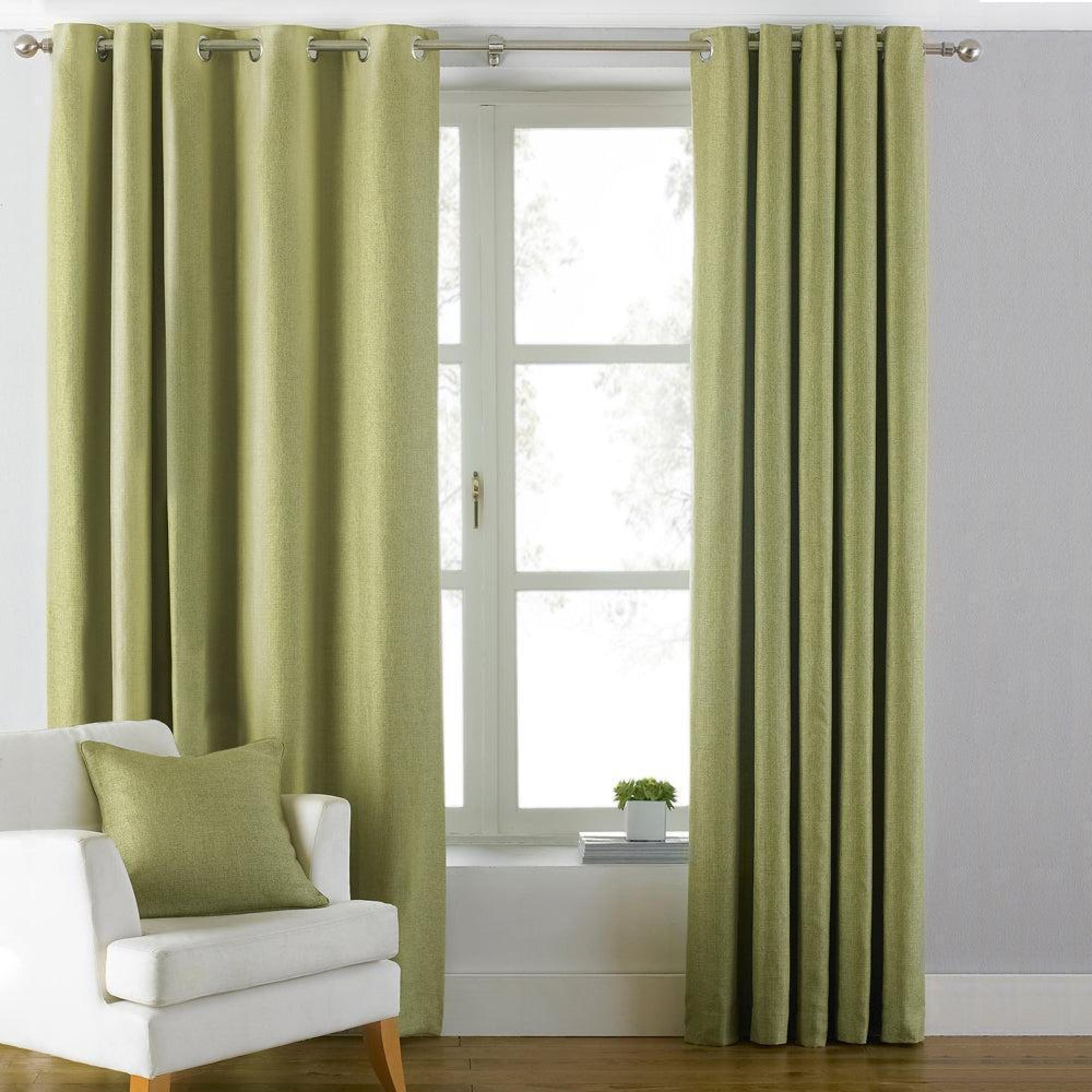 Paoletti Atlantic Green Twill Woven Eyelet Curtains