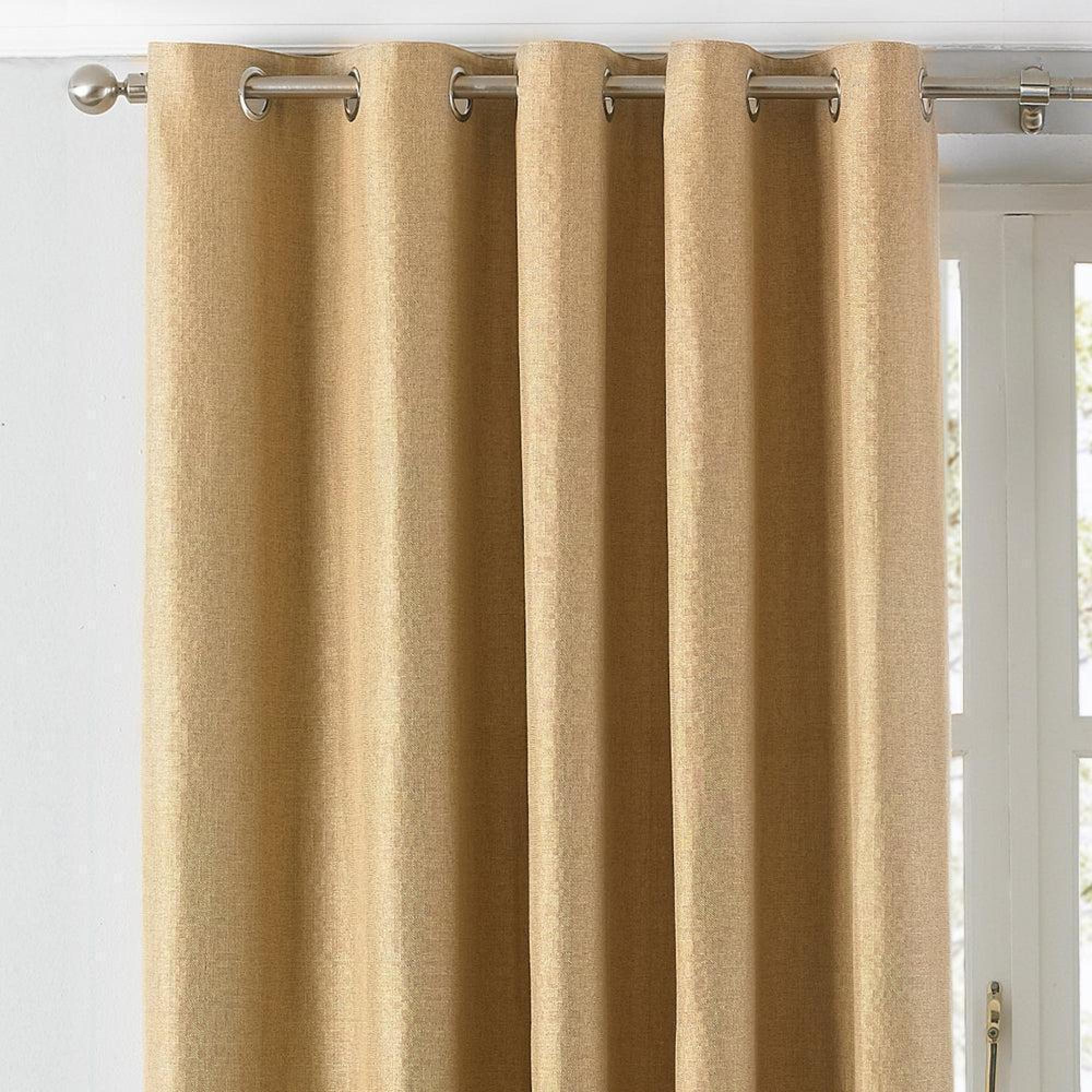 Paoletti Atlantic Ochre Twill Woven Eyelet Curtains
