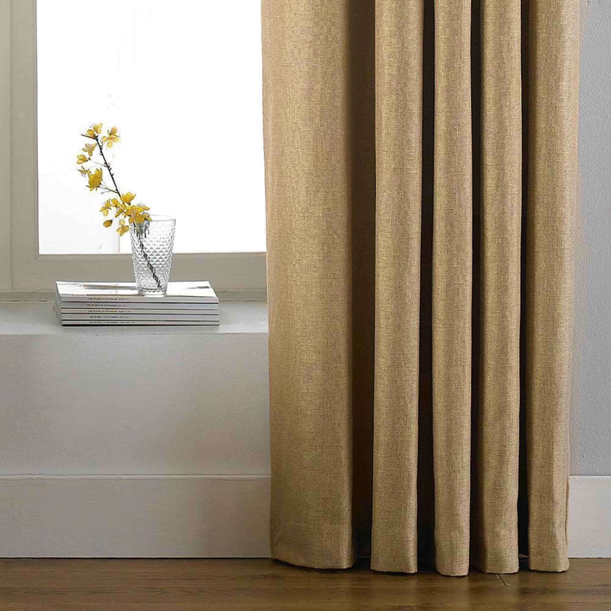 Paoletti Atlantic Ochre Twill Woven Eyelet Curtains
