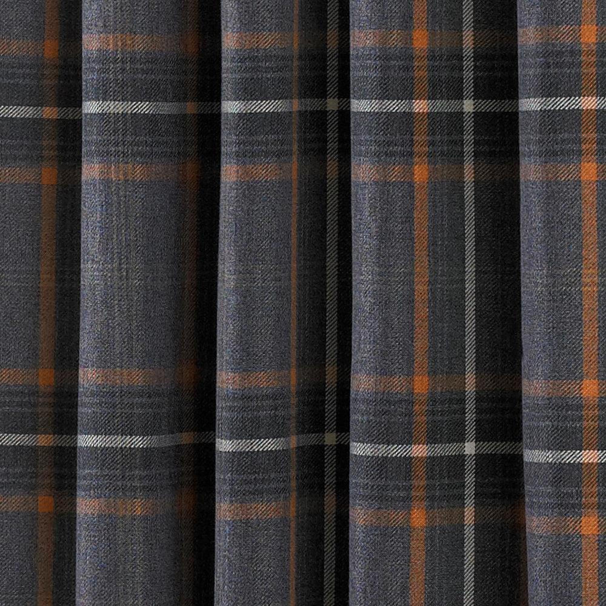 Paoletti Aviemore Rust Tartan Faux Wool Eyelet Curtains