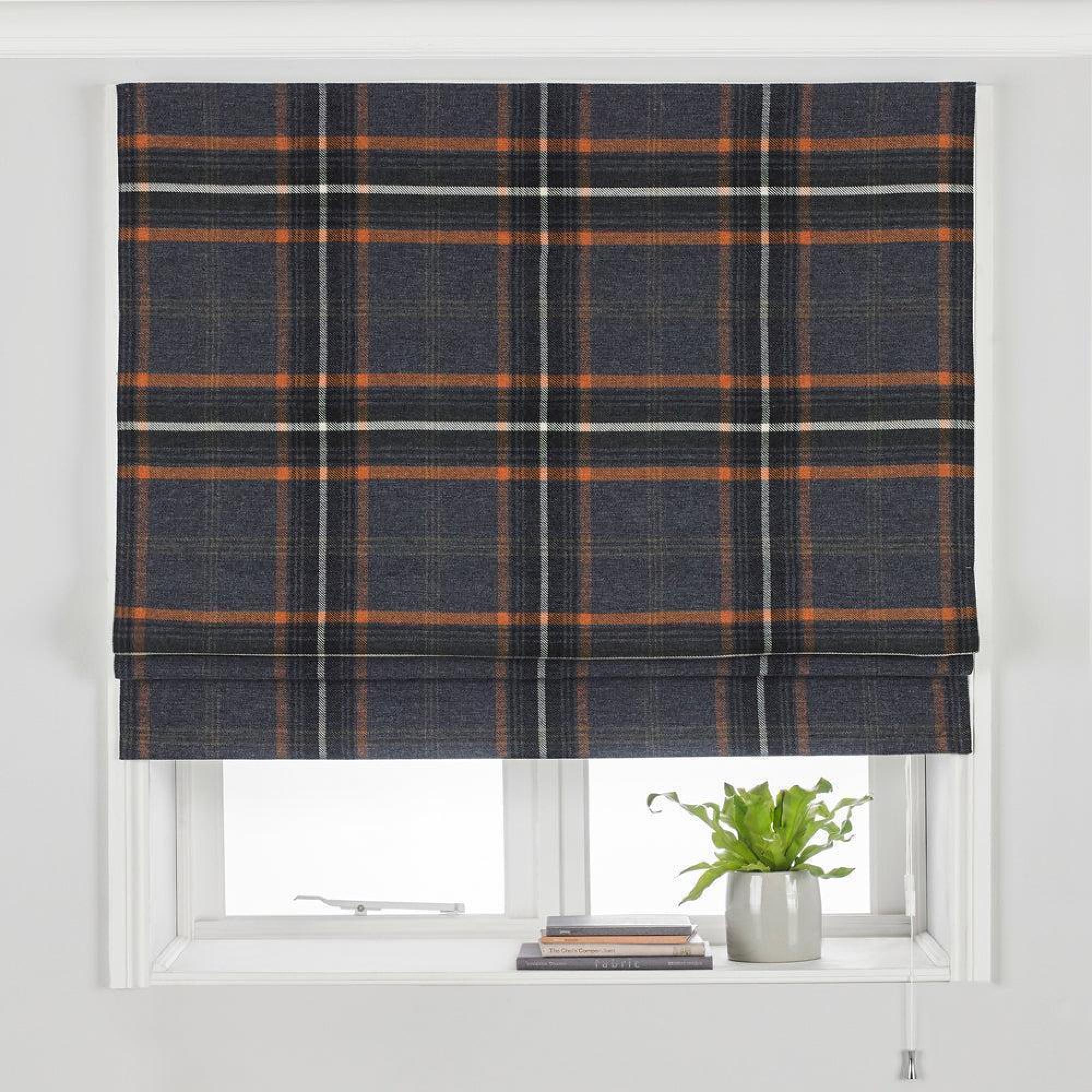 Paoletti Aviemore Rust Tartan Faux Wool Roman Blind