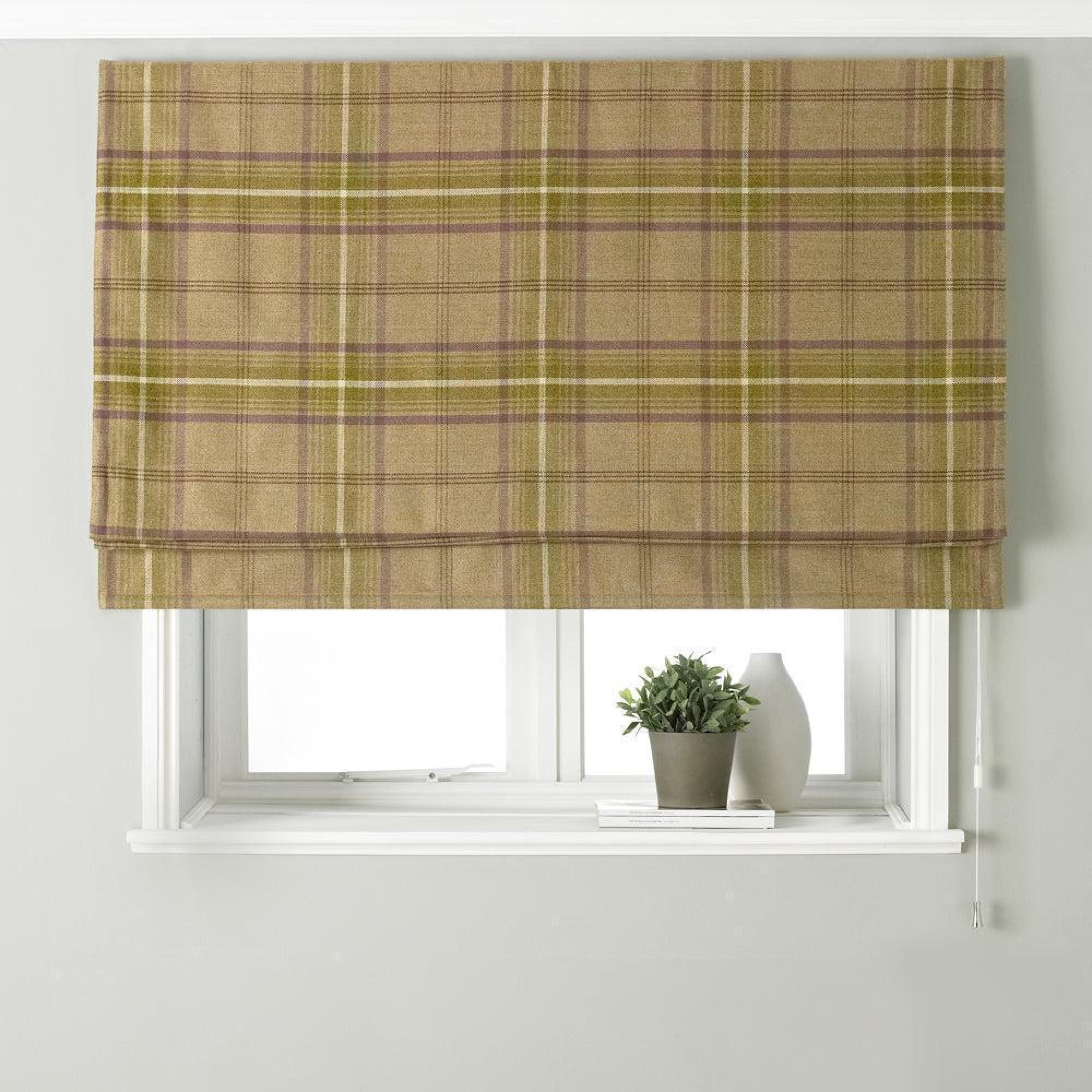 Paoletti Aviemore Thistle Tartan Faux Wool Roman Blind