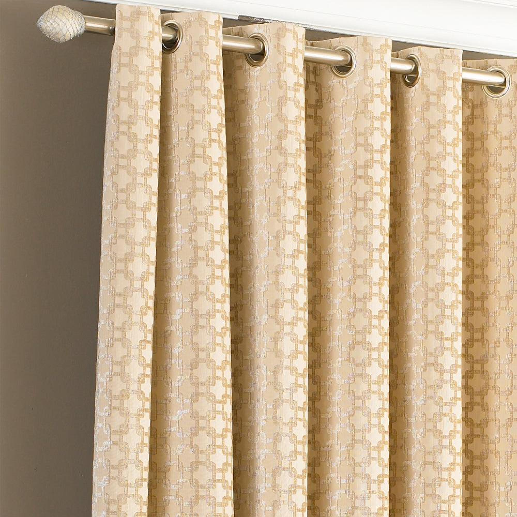 Paoletti Belmont Beige Chenille Jacquard Eyelet Curtains