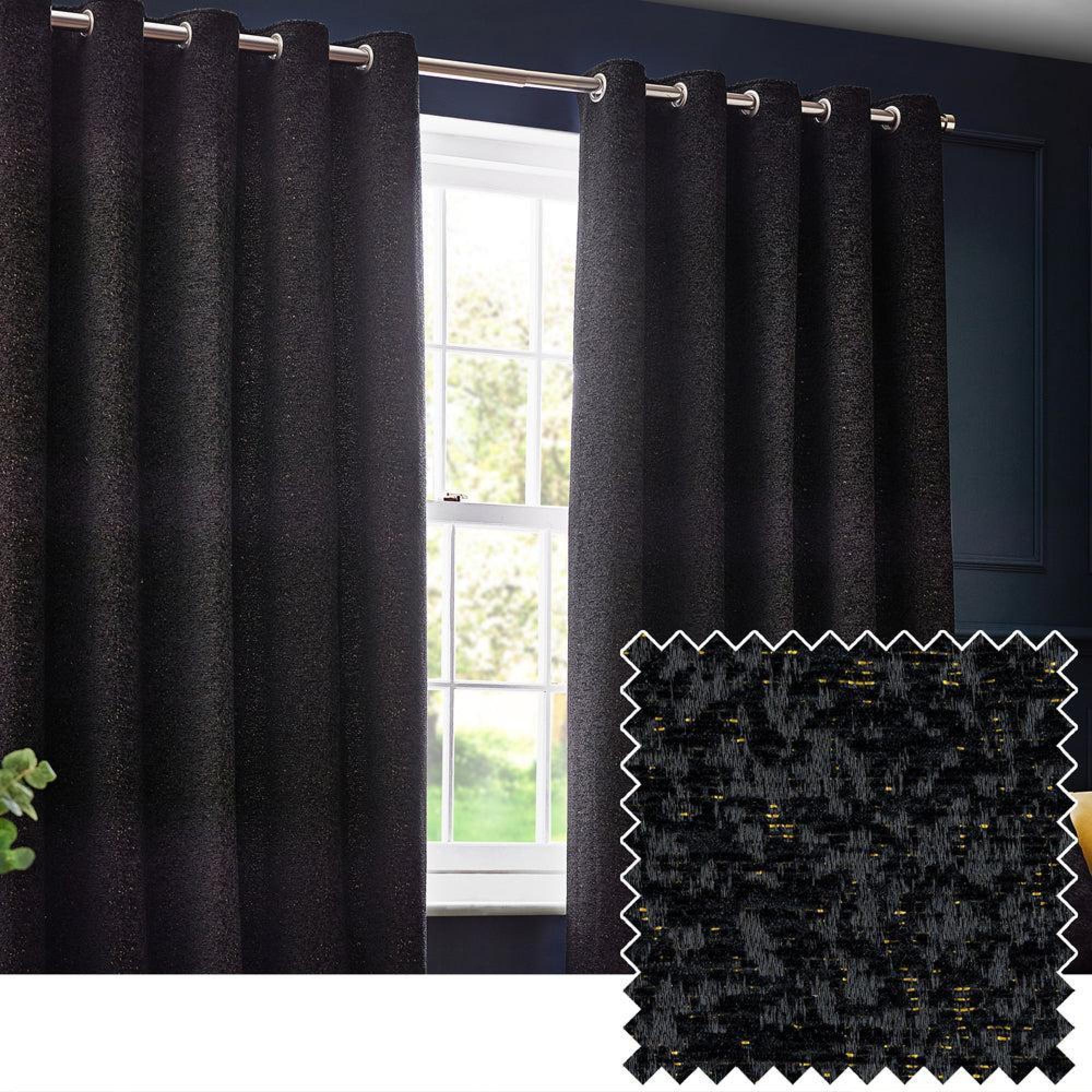 Paoletti Galaxy Black Room Darkening Eyelet Curtains