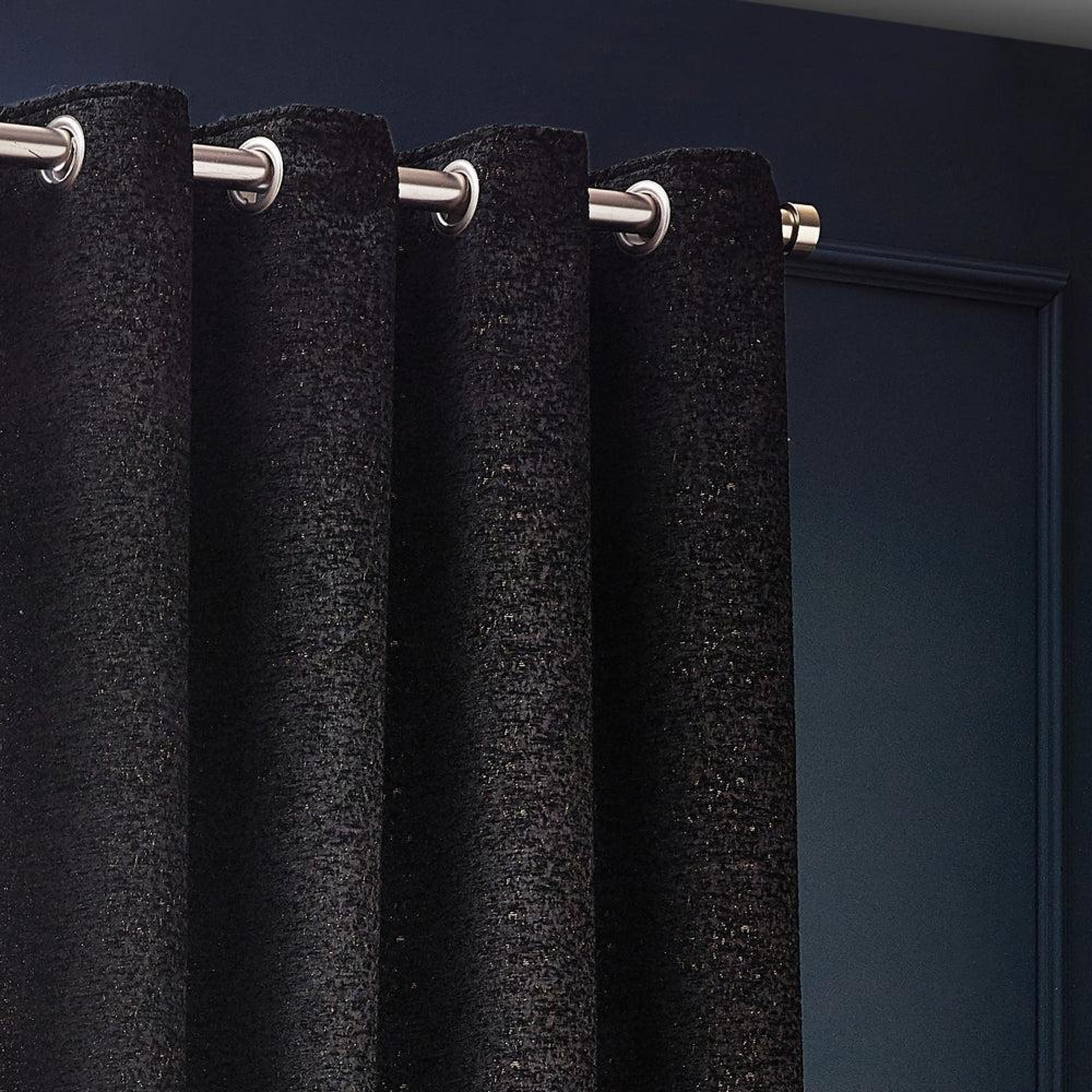 Paoletti Galaxy Black Room Darkening Eyelet Curtains