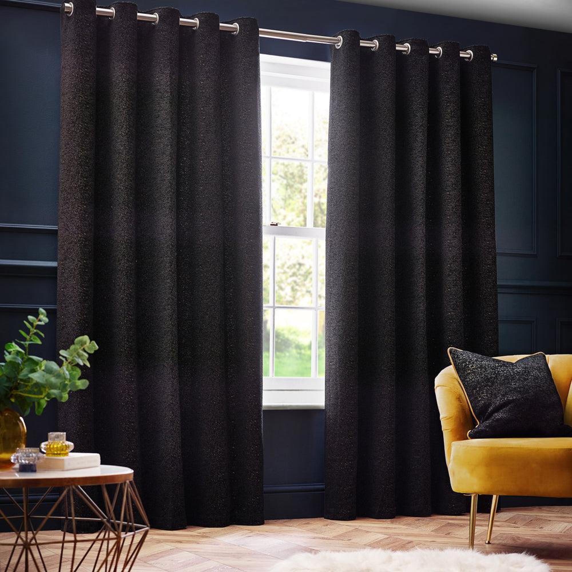 Paoletti Galaxy Black Room Darkening Eyelet Curtains