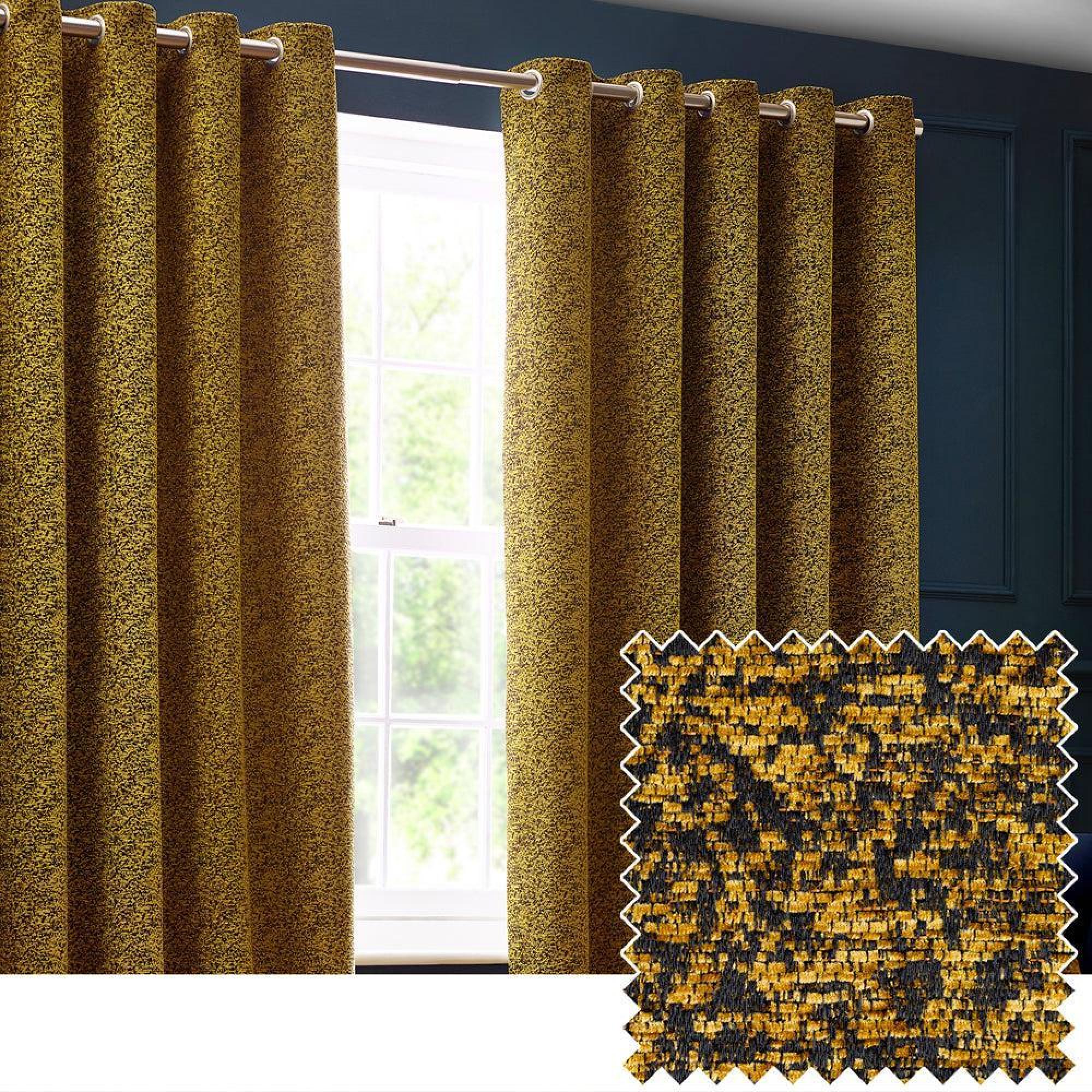 Paoletti Galaxy Gold Room Darkening Eyelet Curtains
