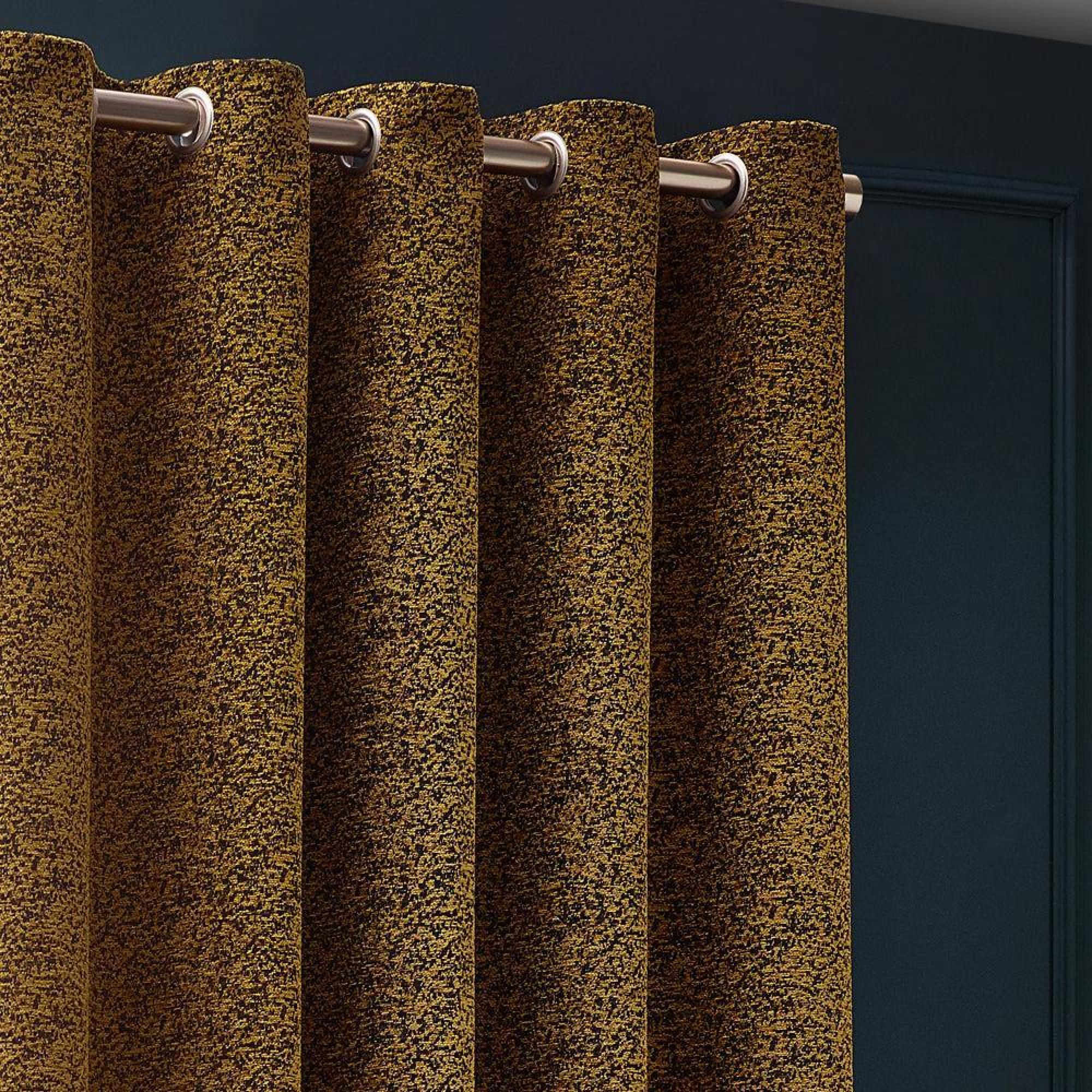 Paoletti Galaxy Gold Room Darkening Eyelet Curtains