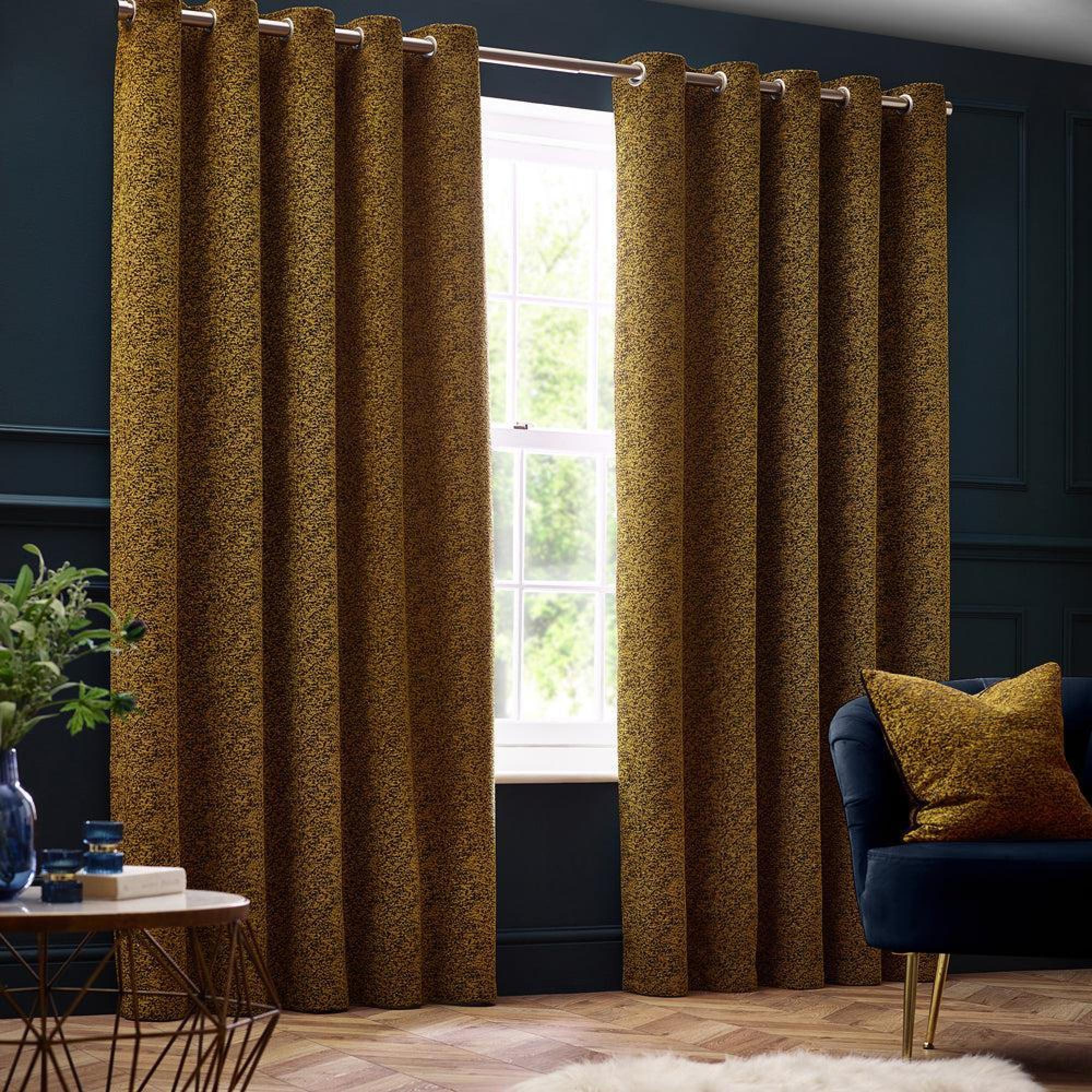 Paoletti Galaxy Gold Room Darkening Eyelet Curtains