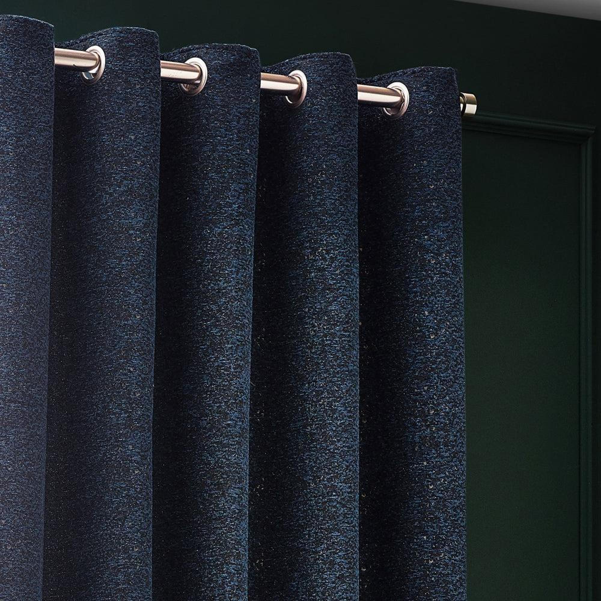 Paoletti Galaxy Navy Room Darkening Eyelet Curtains