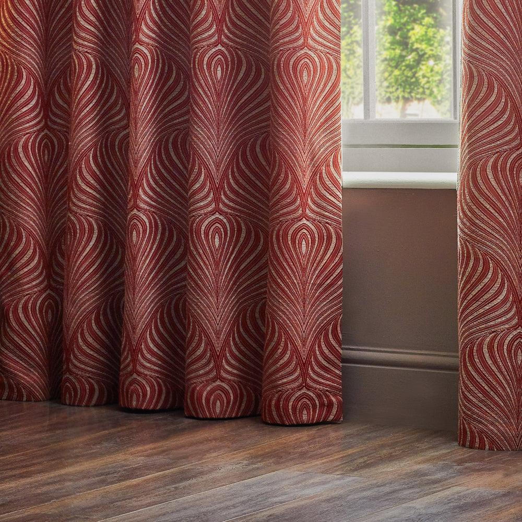 Paoletti Gatsby Terracotta Jacquard Eyelet Curtains