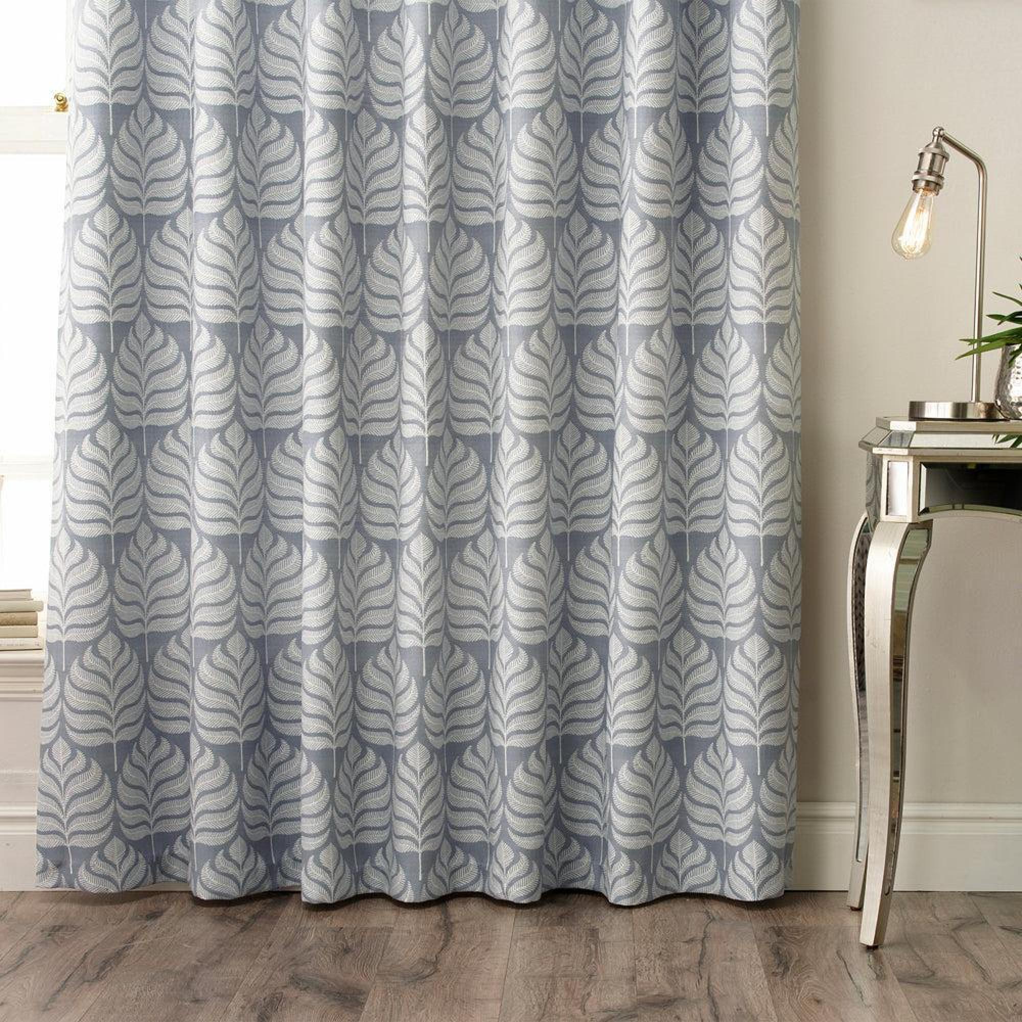 Paoletti Horto Blue Botanical Eyelet Curtains